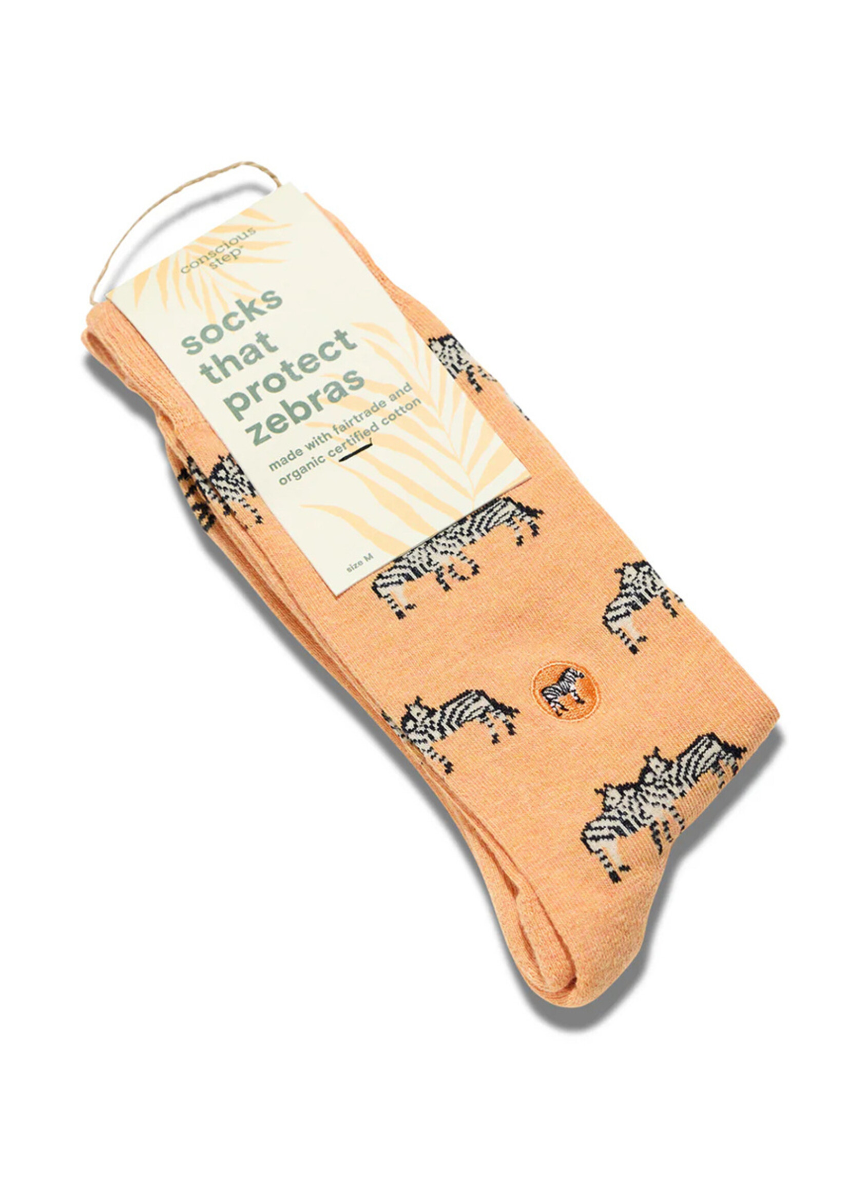 Conscious Step Women's Orange Zebra Socks