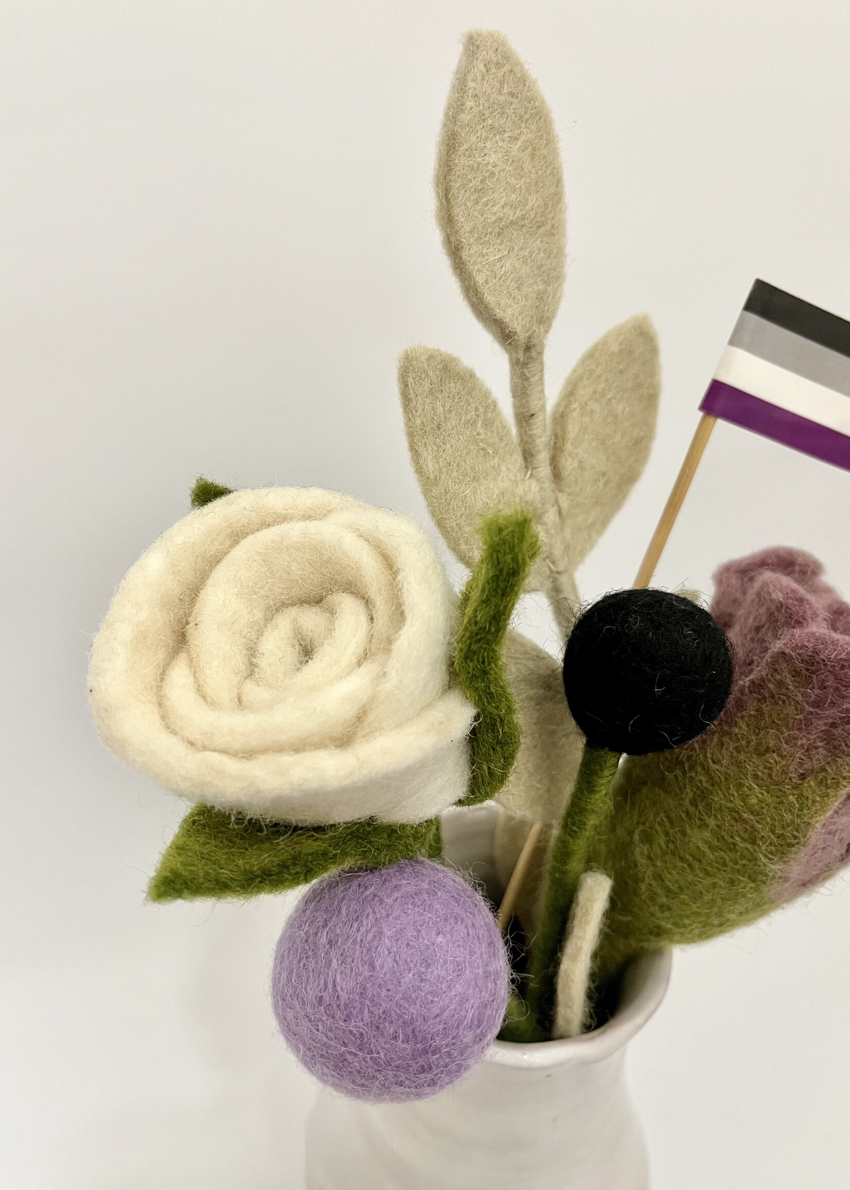 Gry and Sif Asexual Pride Felt Flower Bouquet