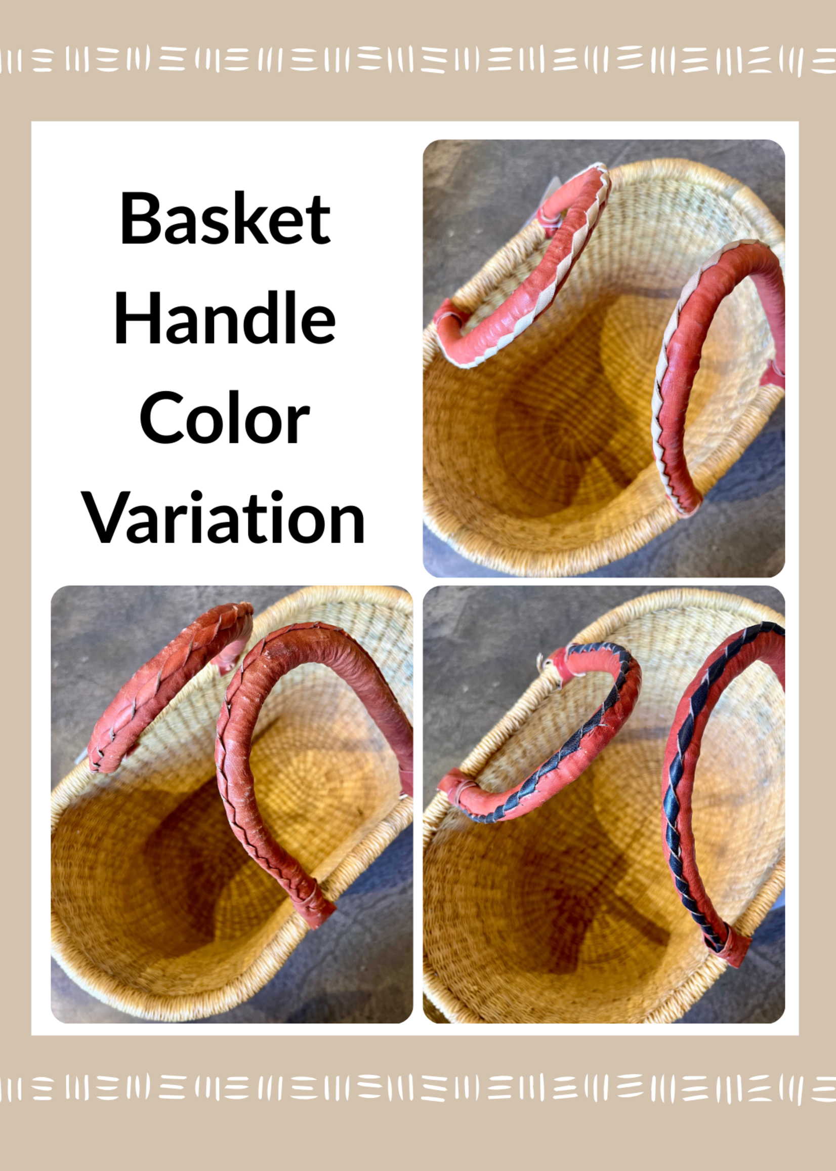 African Market Baskets Natural Oval Shopper Basket