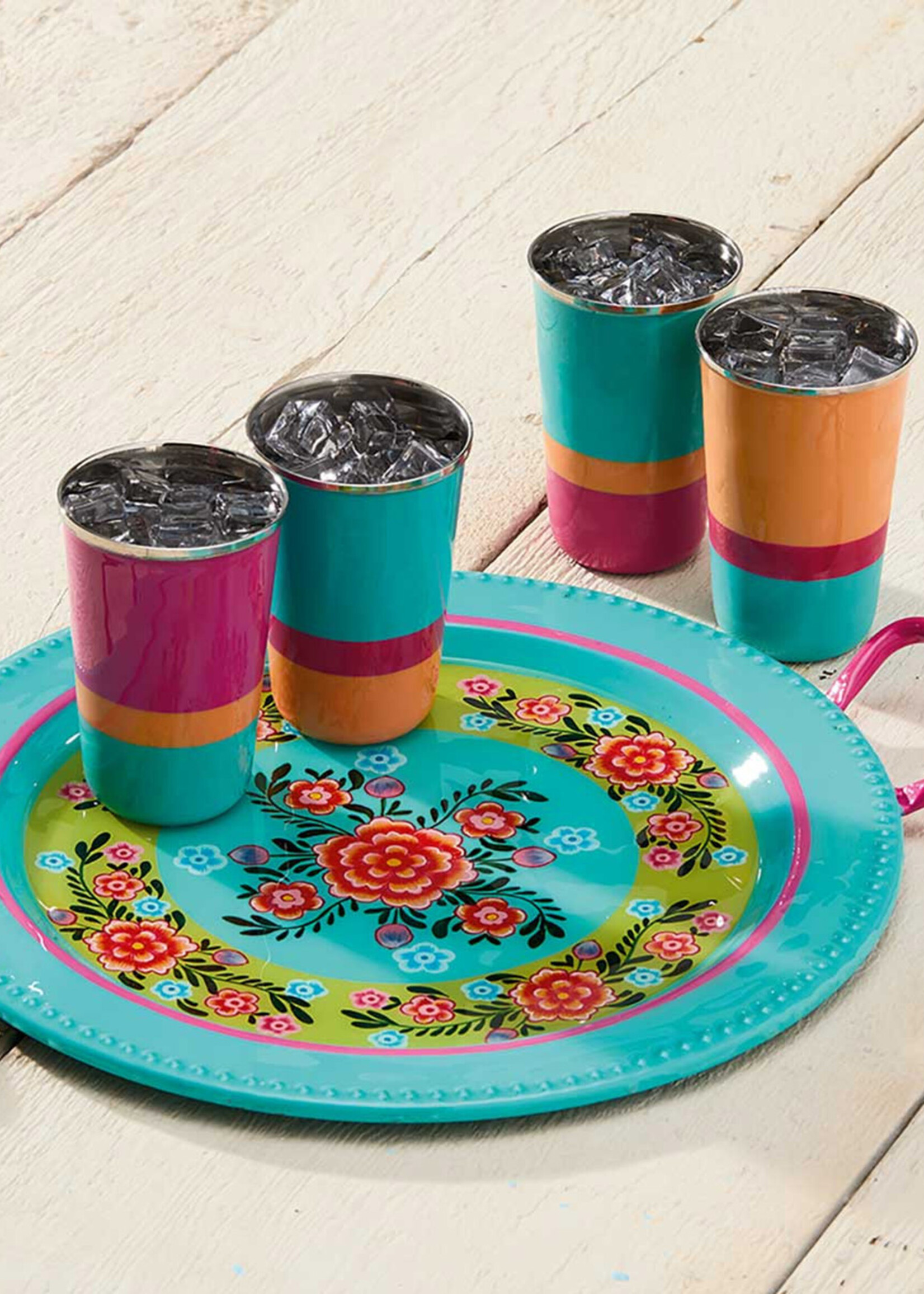 SERRV Bright Stripe Steel Cup Set