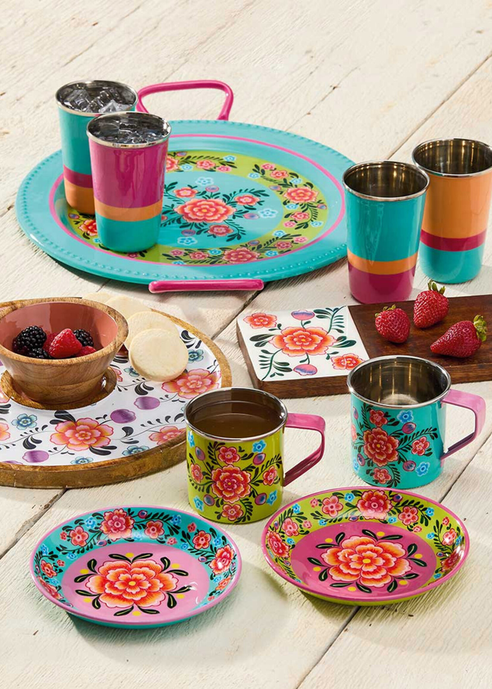 SERRV Bright Stripe Steel Cup Set