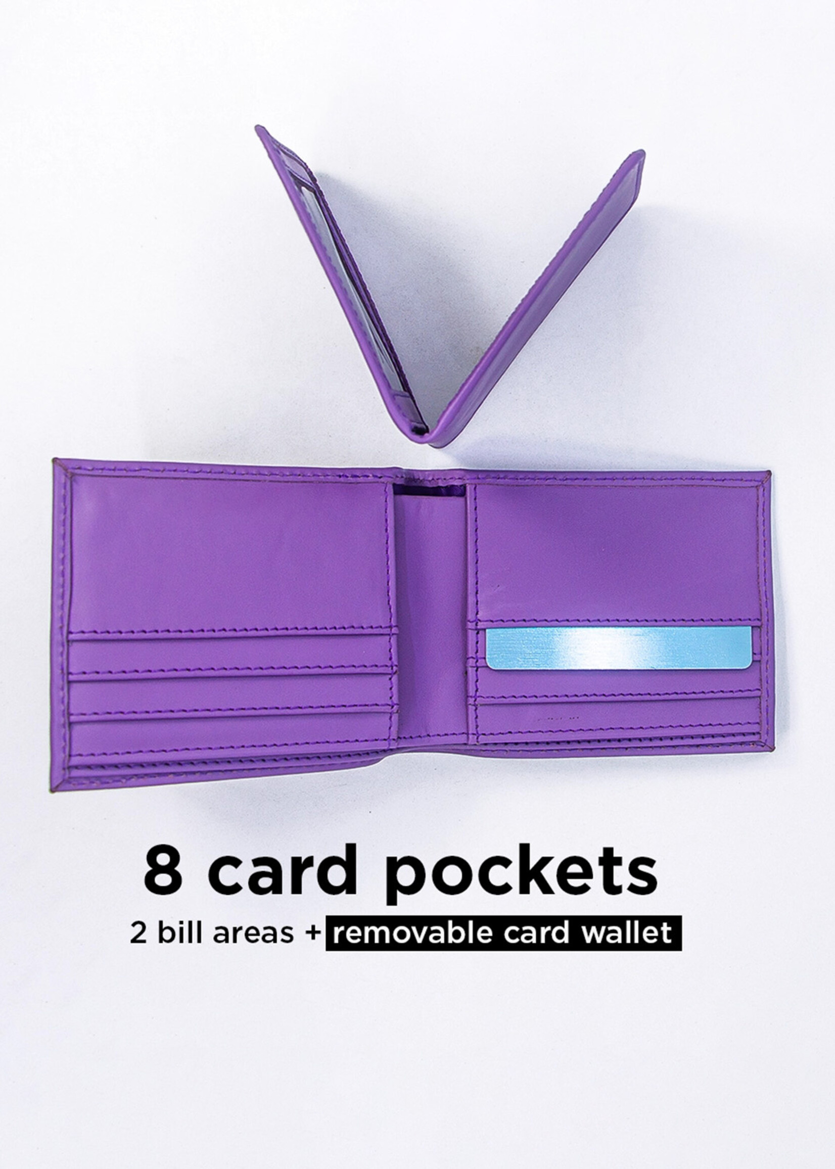 Twin Engine Leather Bi-Fold Wallet - Purple