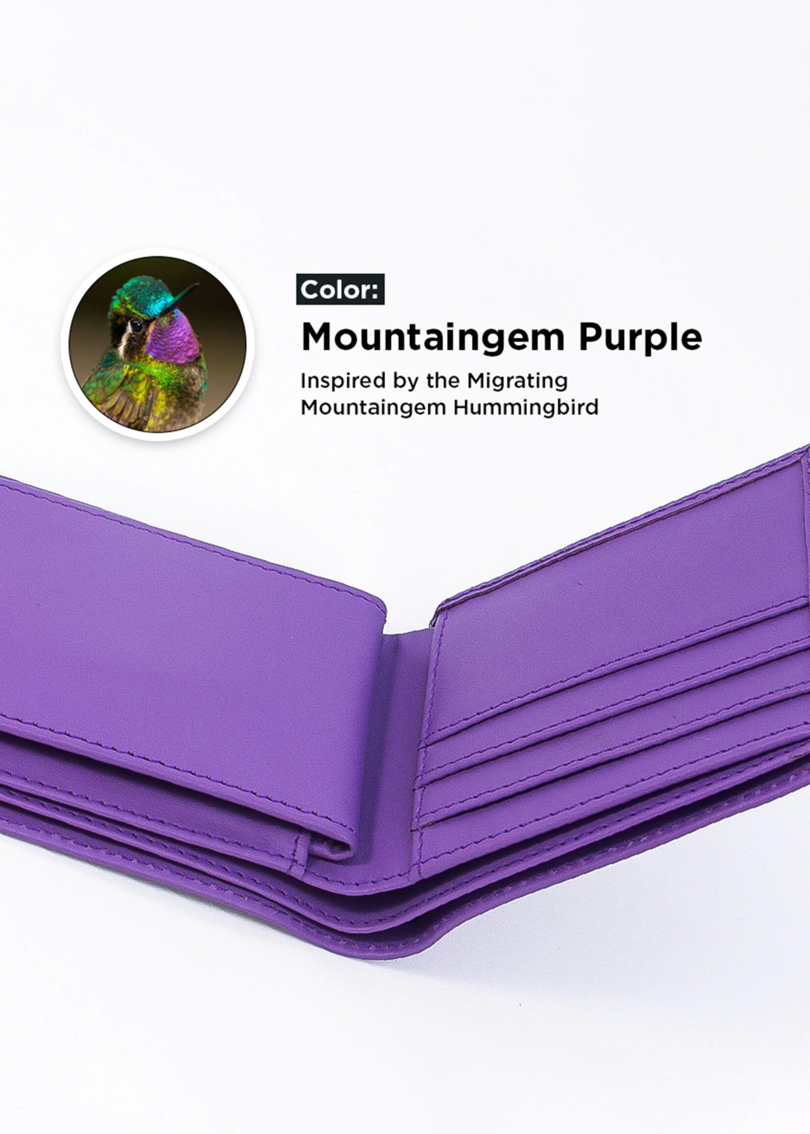 Twin Engine Leather Bi-Fold Wallet - Purple