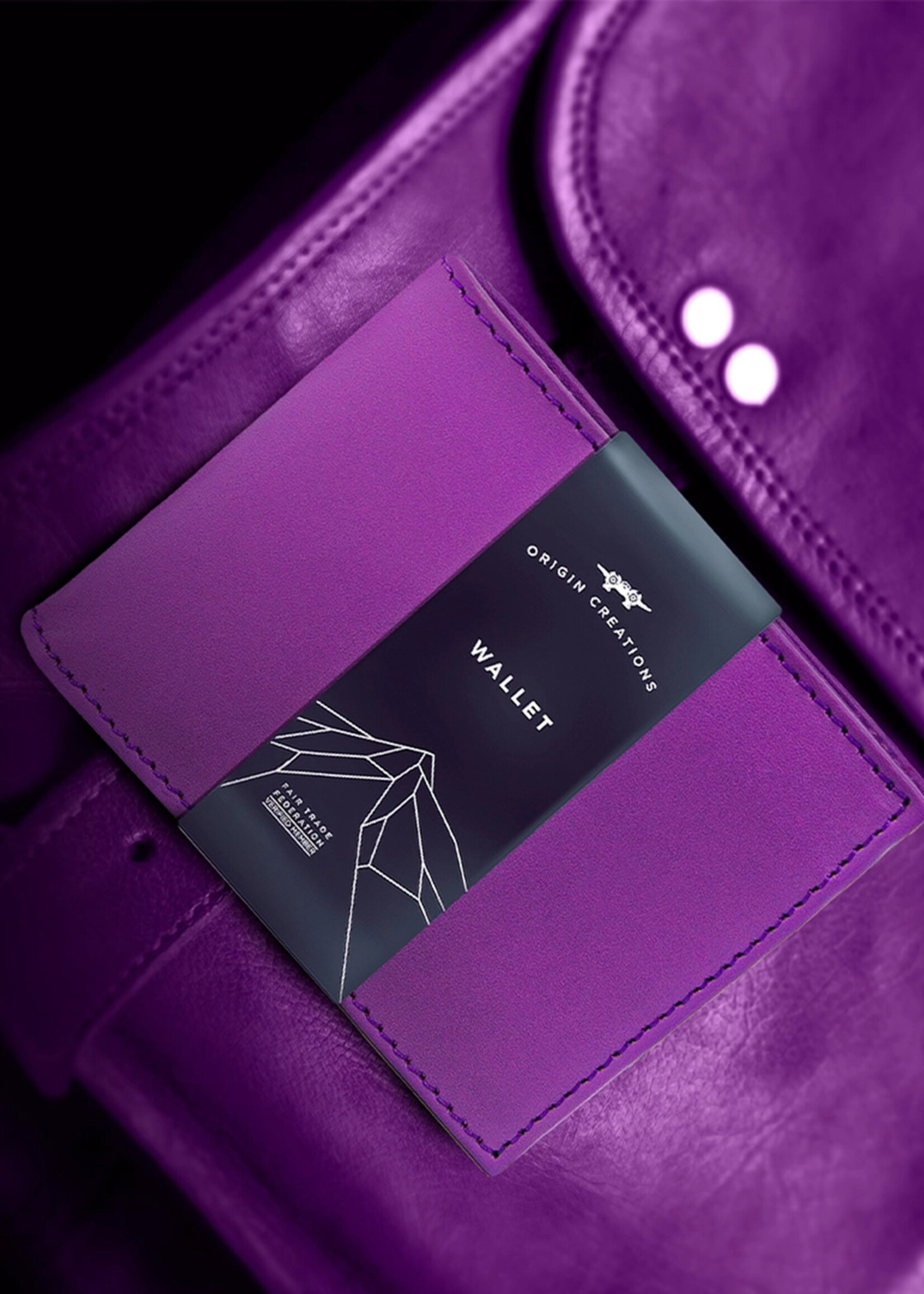 Twin Engine Leather Bi-Fold Wallet - Purple