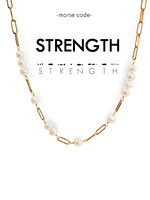 Ethic Goods Morse Code Pearl & Paperclip STRENGTH Necklace
