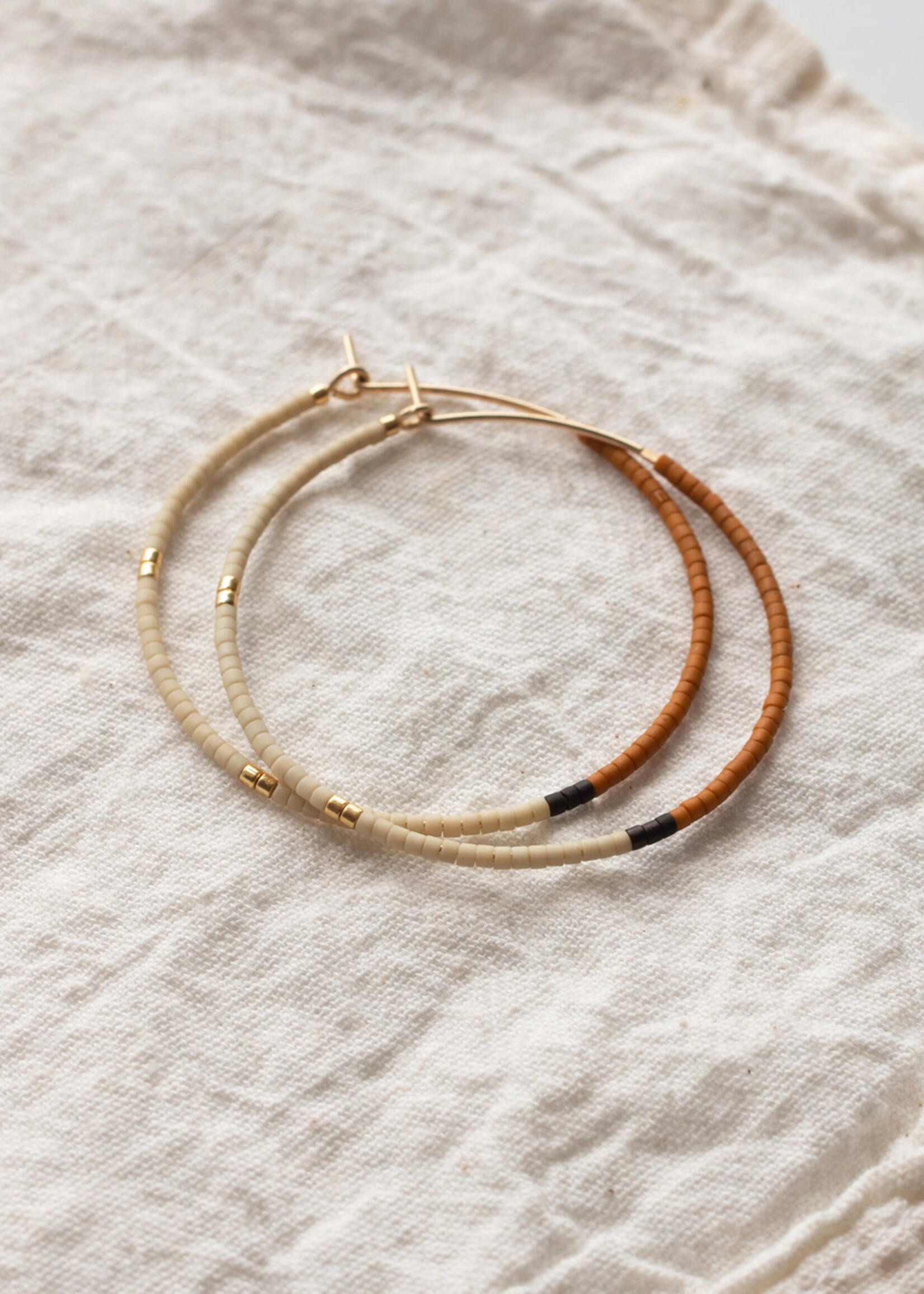 YEWO Large Rust Mala Hoop Earrings