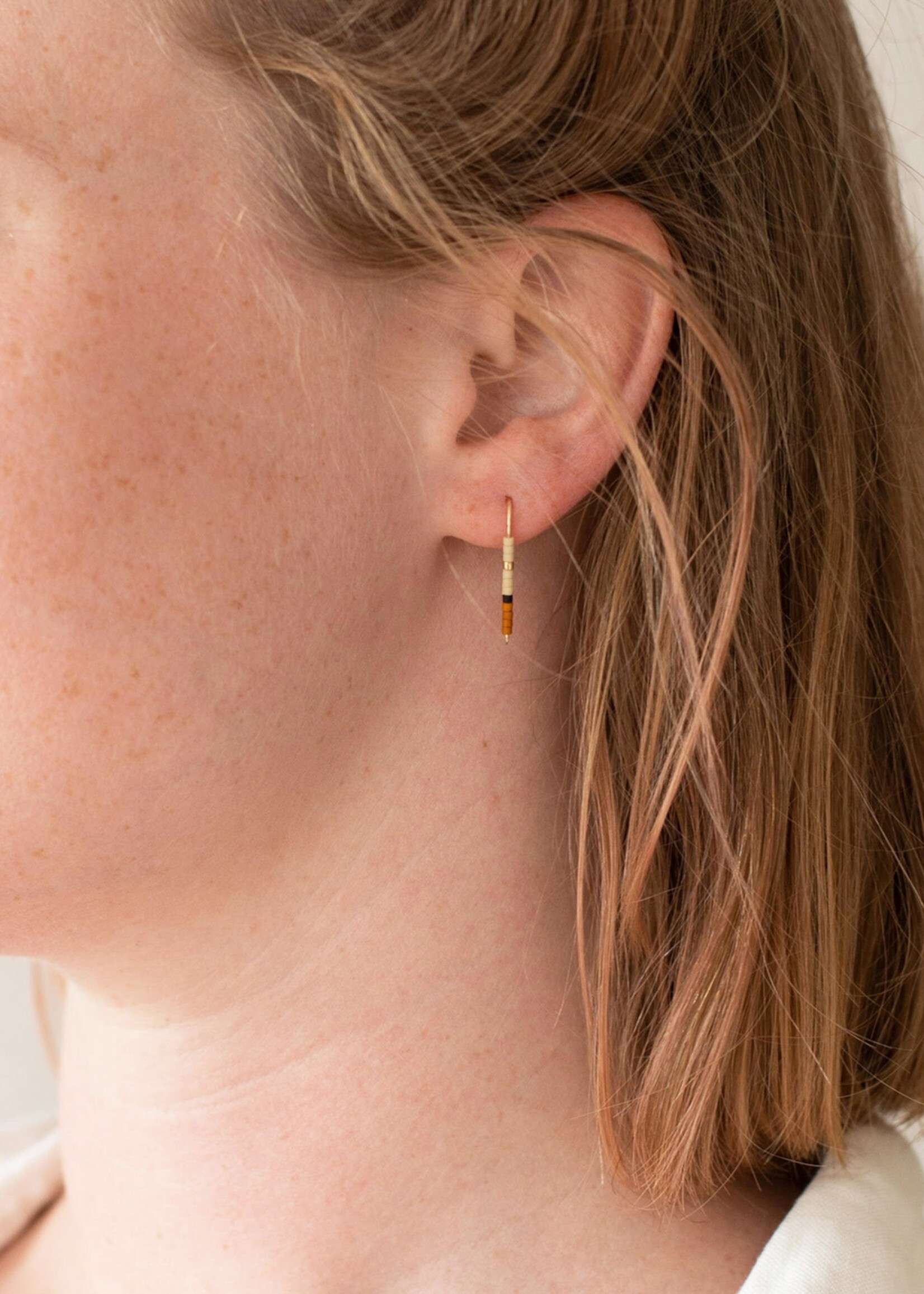 YEWO Small Rust Mala Ear Pin Earrings