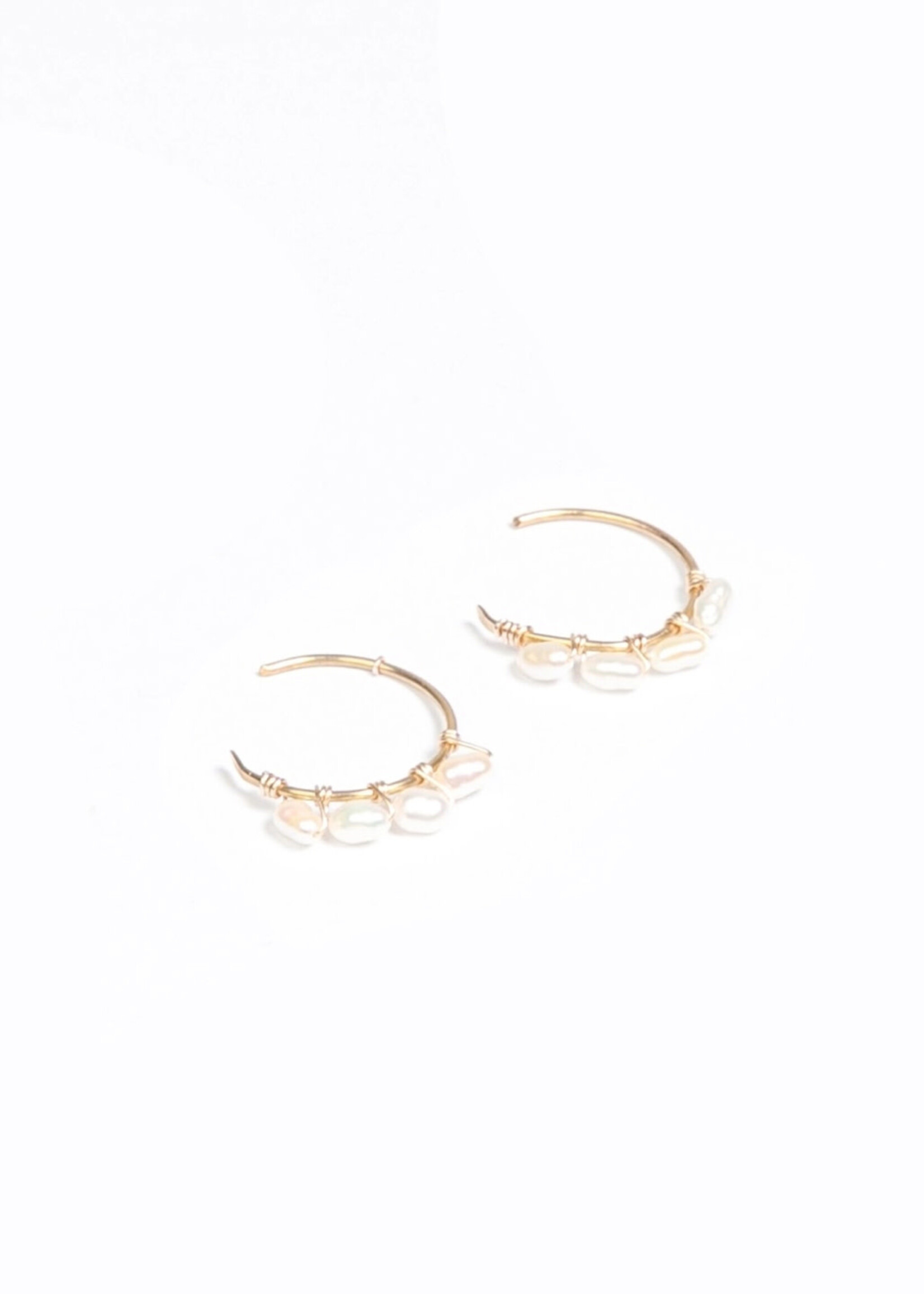 Forai Victoria Rice Pearl Hoop Earrings - 14K gold filled