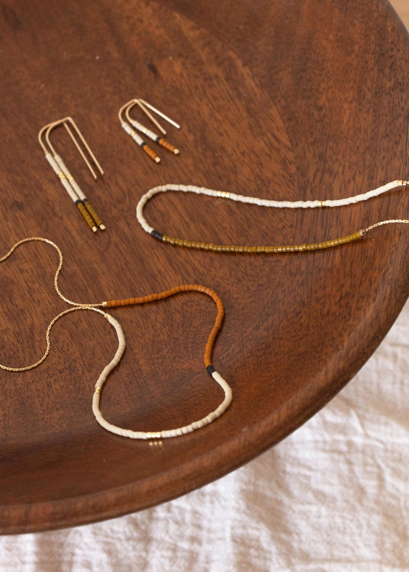 YEWO Small Rust Mala Ear Pin Earrings