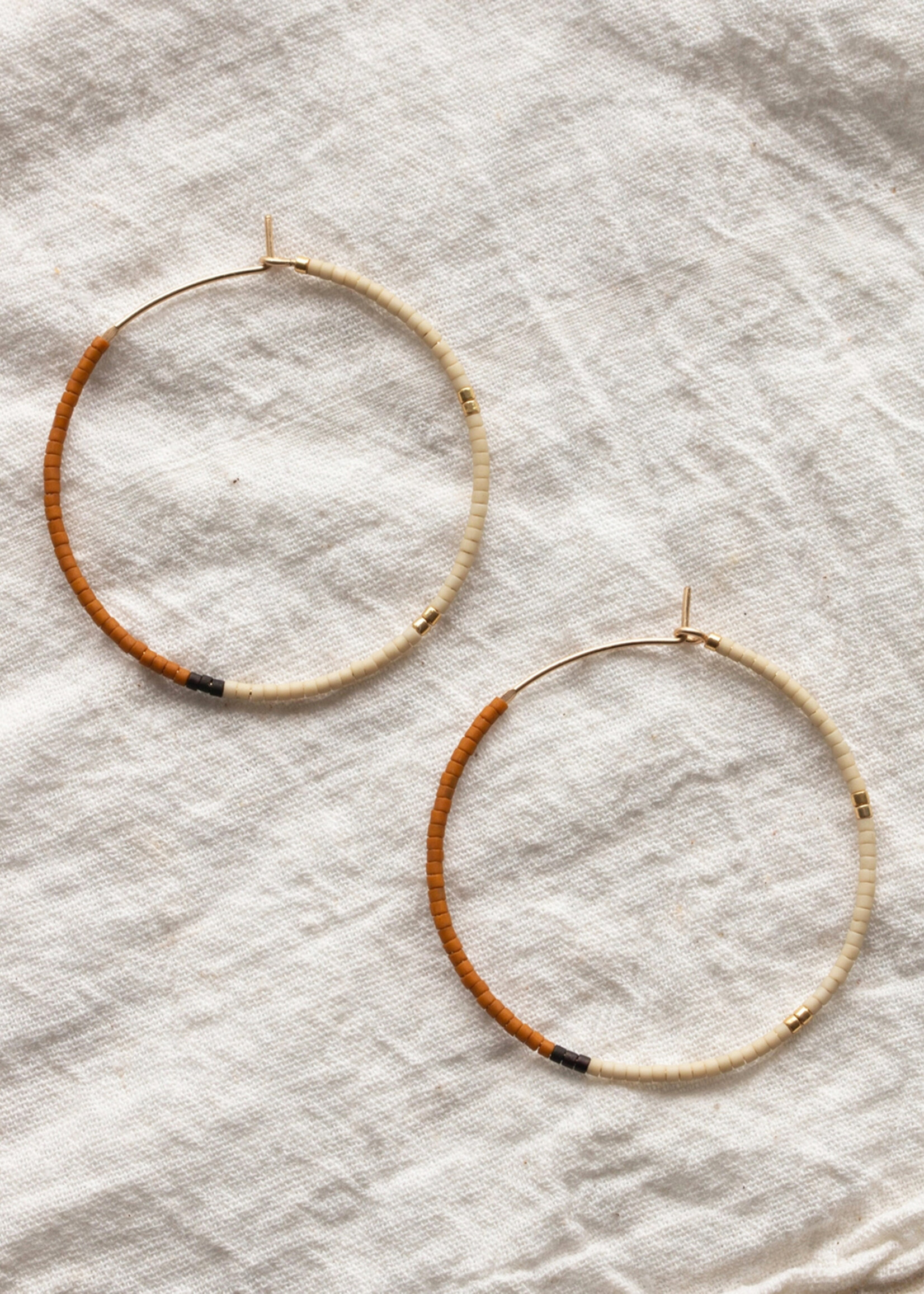 YEWO Large Rust Mala Hoop Earrings