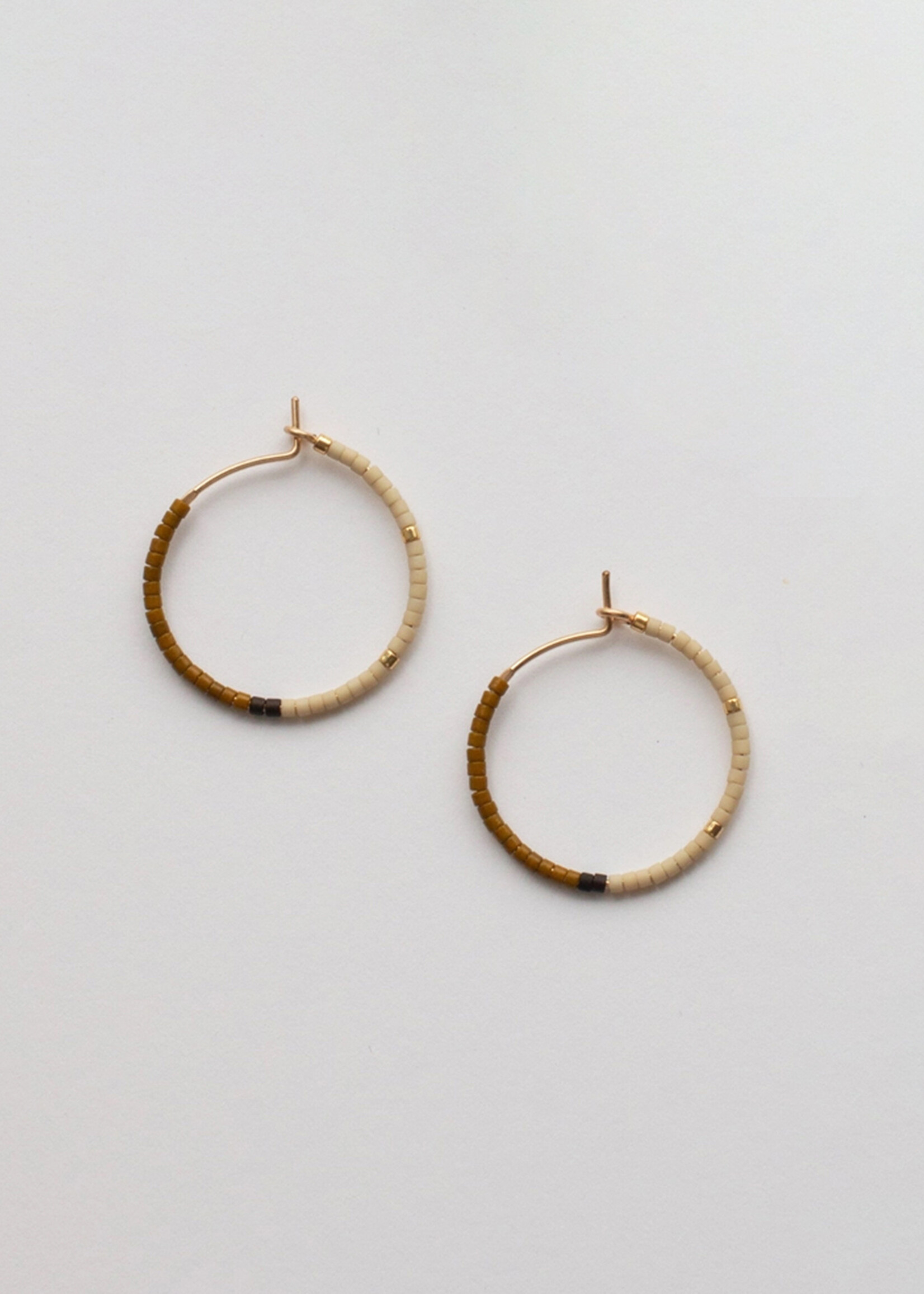 YEWO Small Olive Mala Hoop Earrings