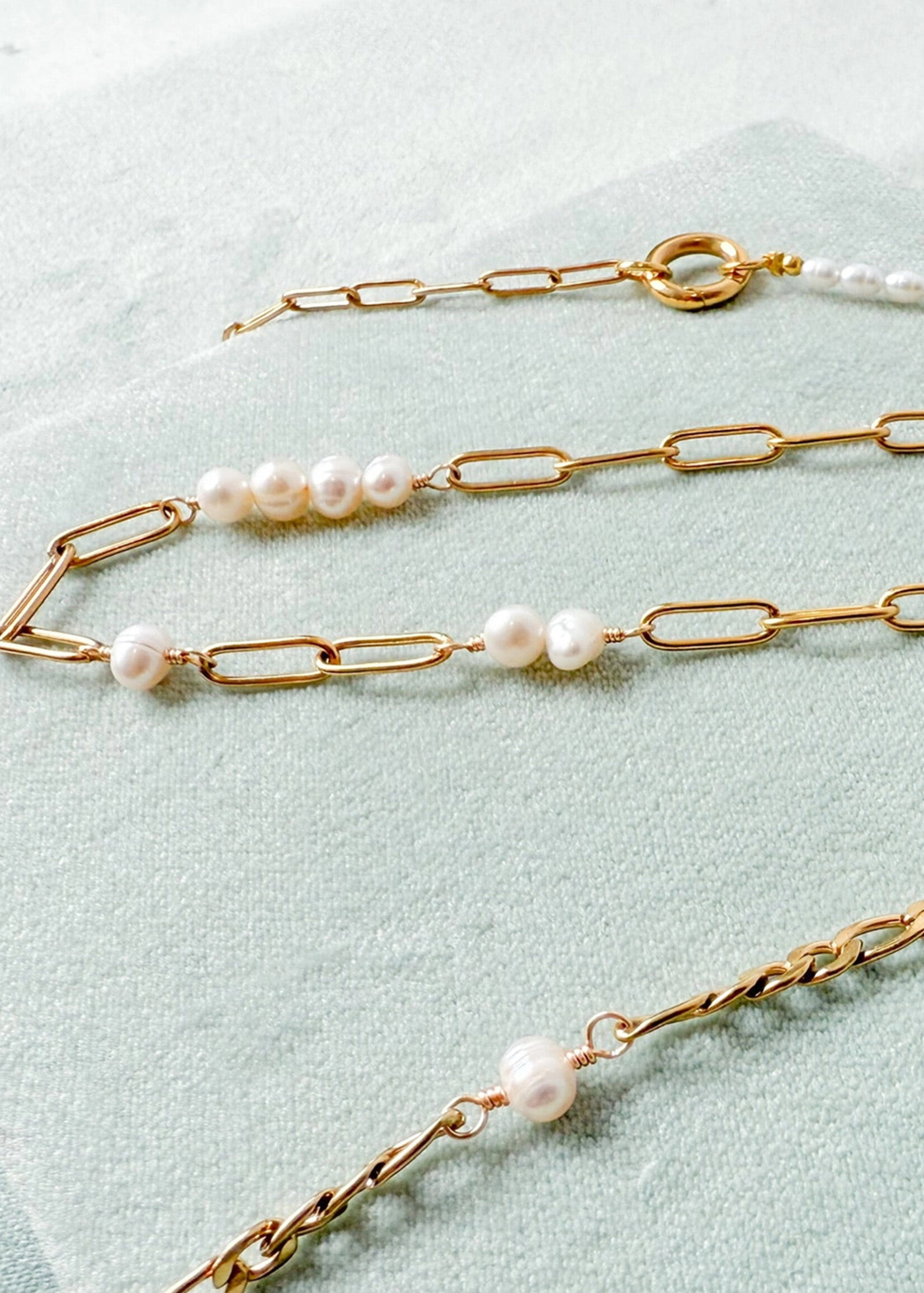 Ethic Goods Morse Code Pearl & Paperclip HOPE Necklace - 18K gold plated