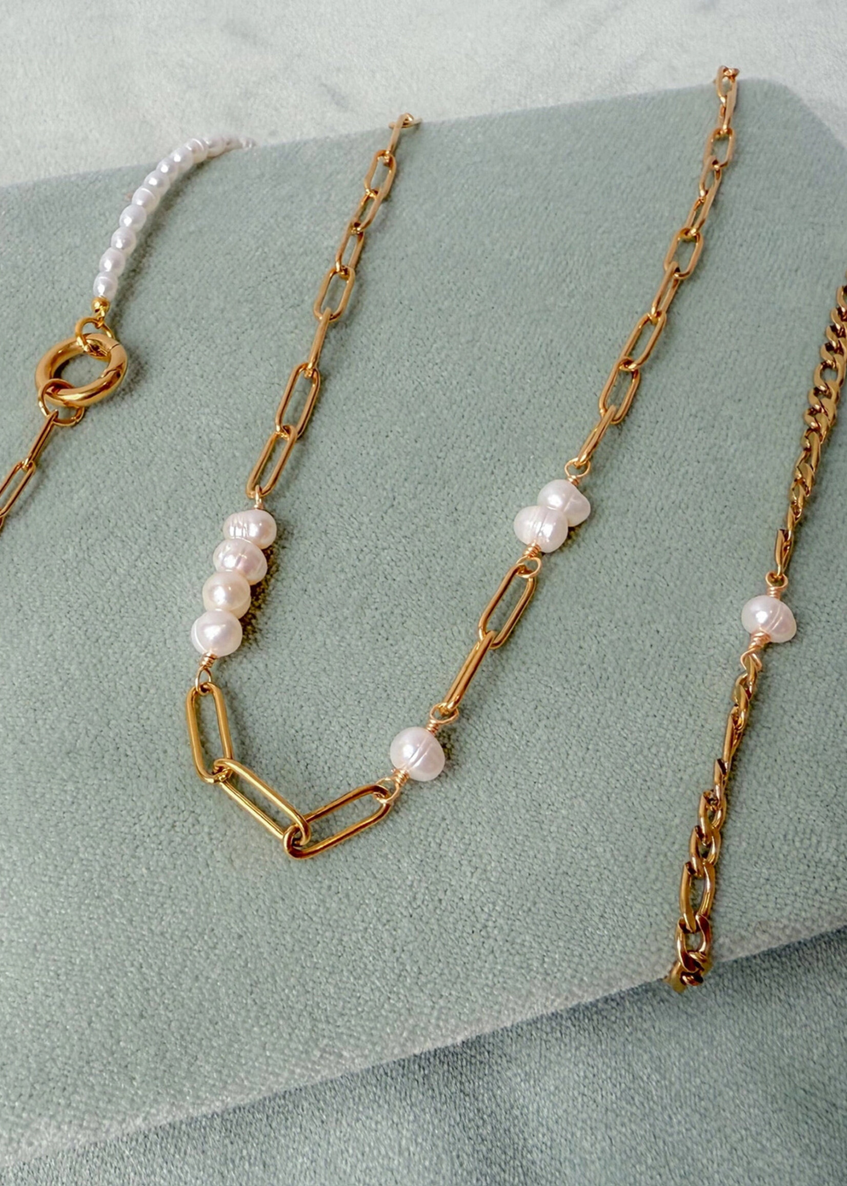 Ethic Goods Morse Code Pearl & Paperclip HOPE Necklace - 18K gold plated