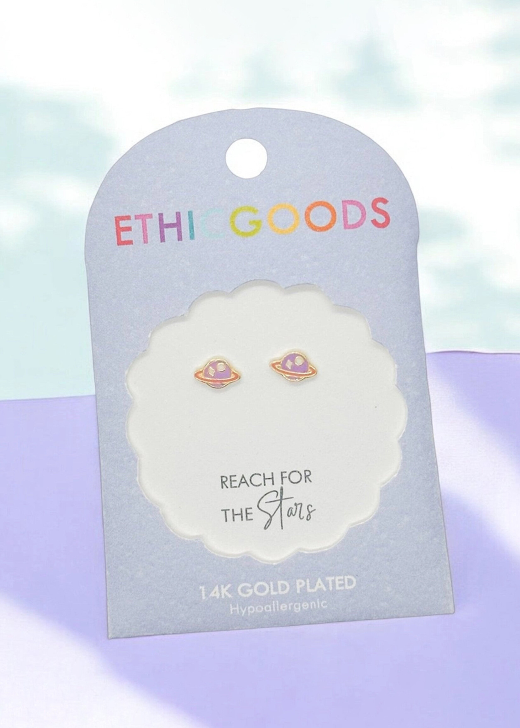 Ethic Goods Tiny Saturn Studs Earrings - 14K gold plated