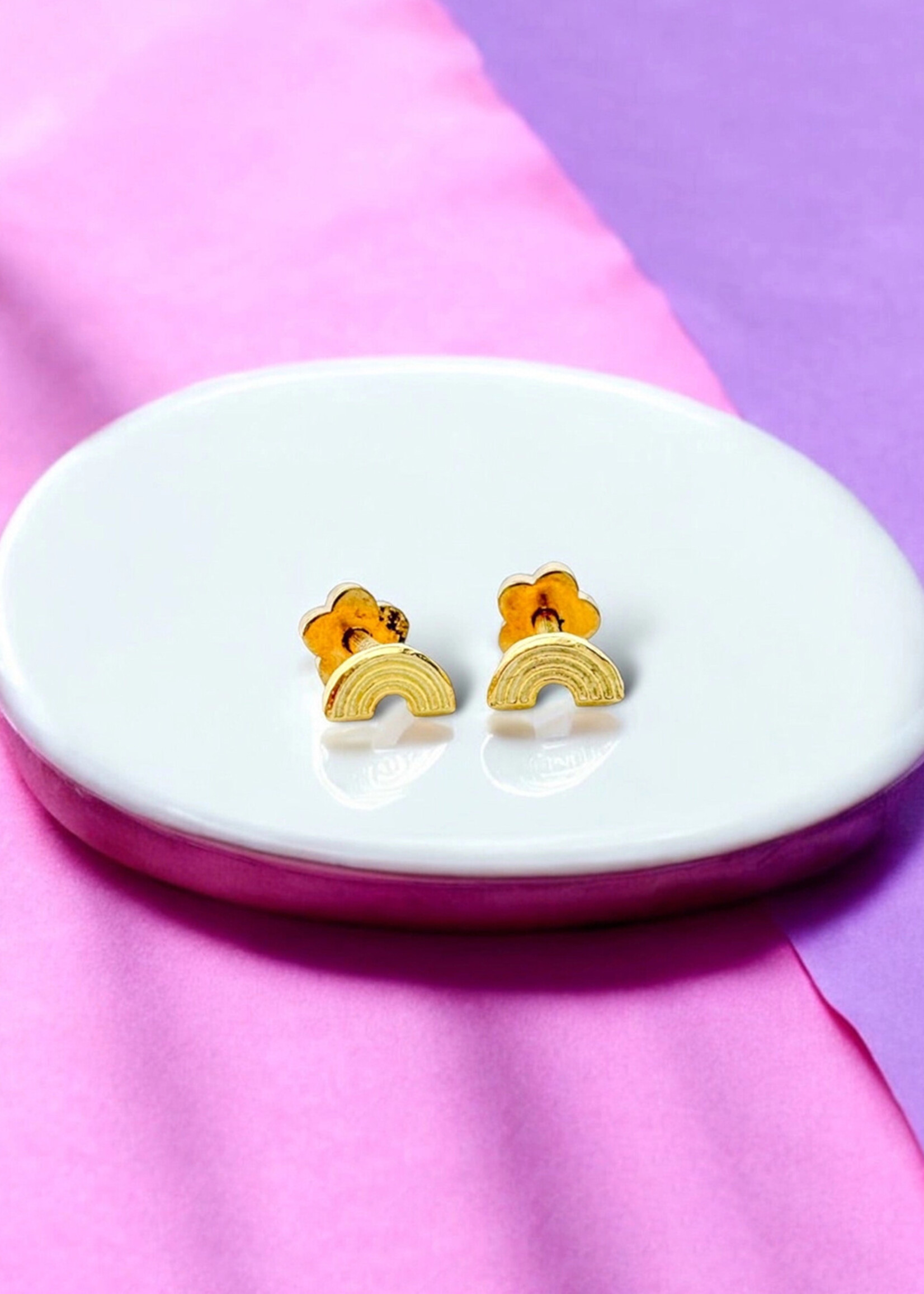 Ethic Goods Tiny Gold Rainbow Studs Earrings - 14K gold plated