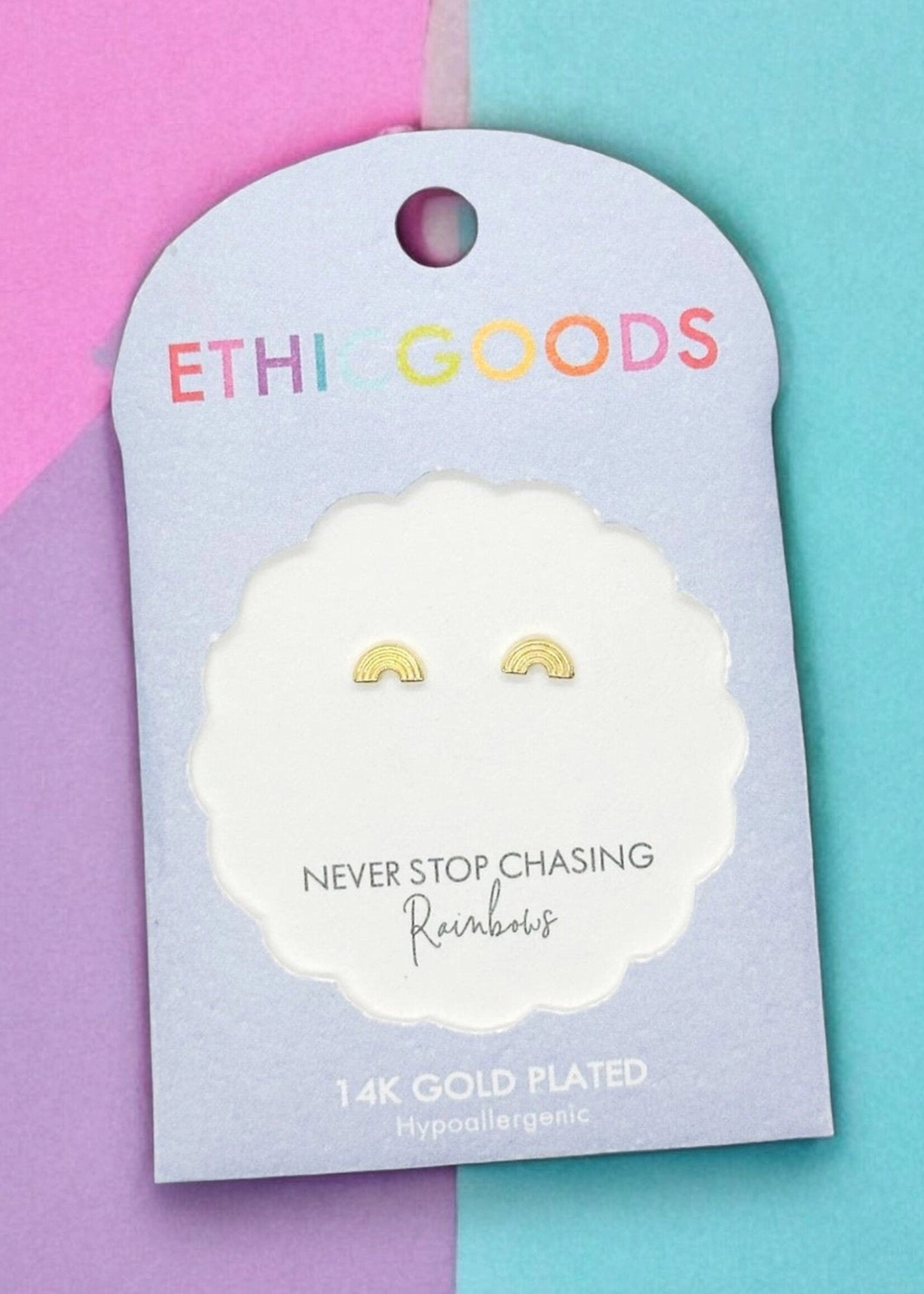 Ethic Goods Tiny Gold Rainbow Studs Earrings - 14K gold plated