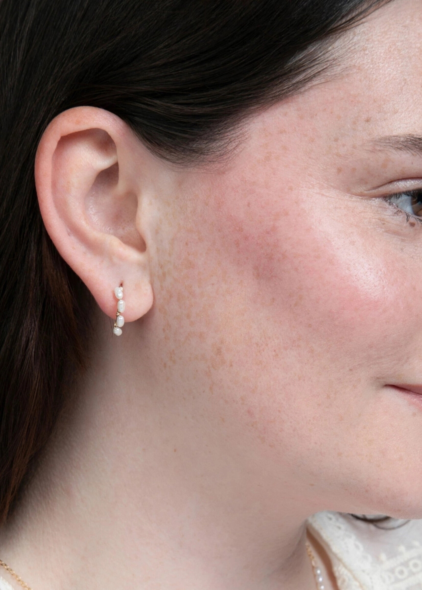 Forai Victoria Rice Pearl Hoop Earrings - 14K gold filled