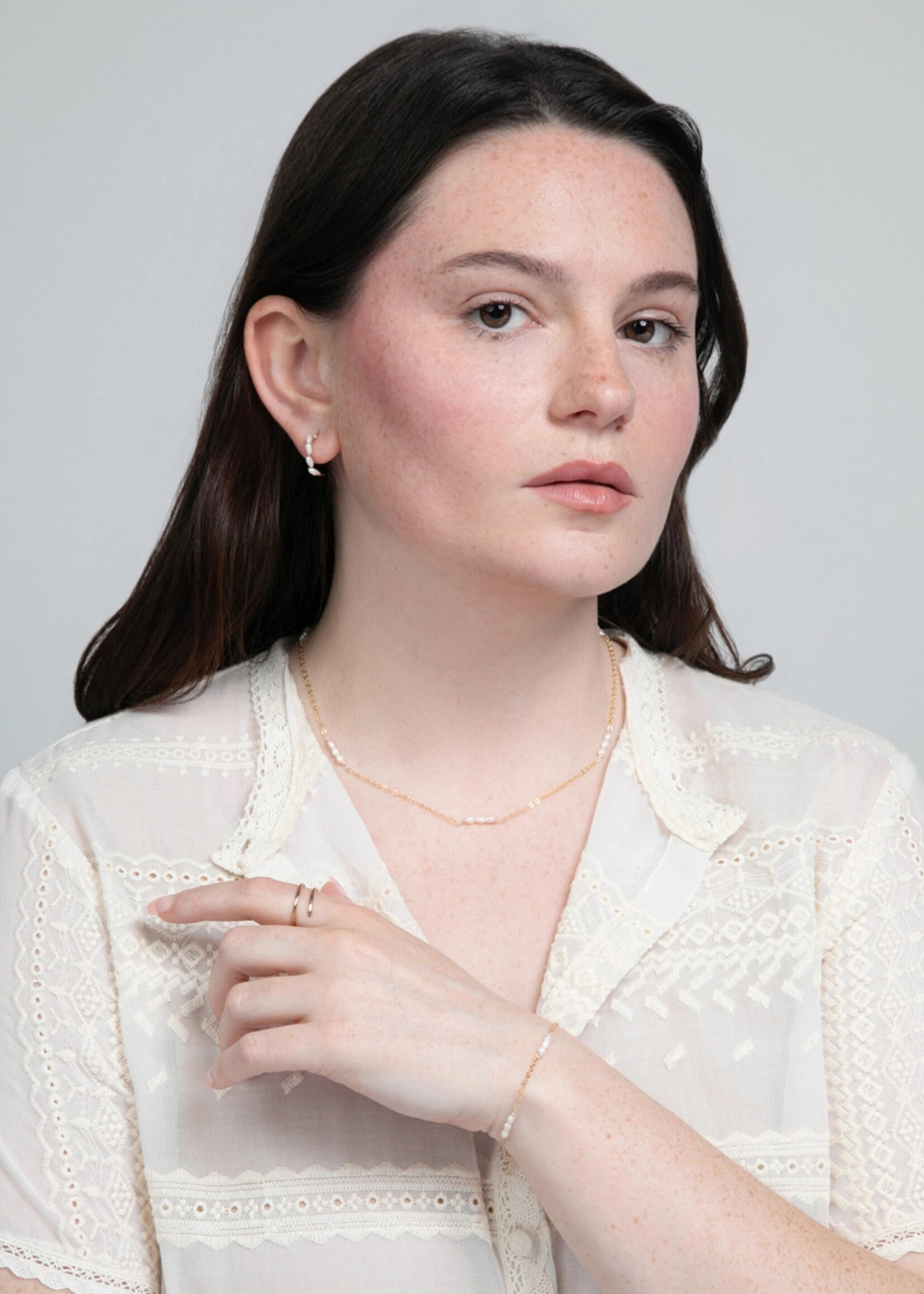 Forai Victoria Rice Pearl Hoop Earrings - 14K gold filled