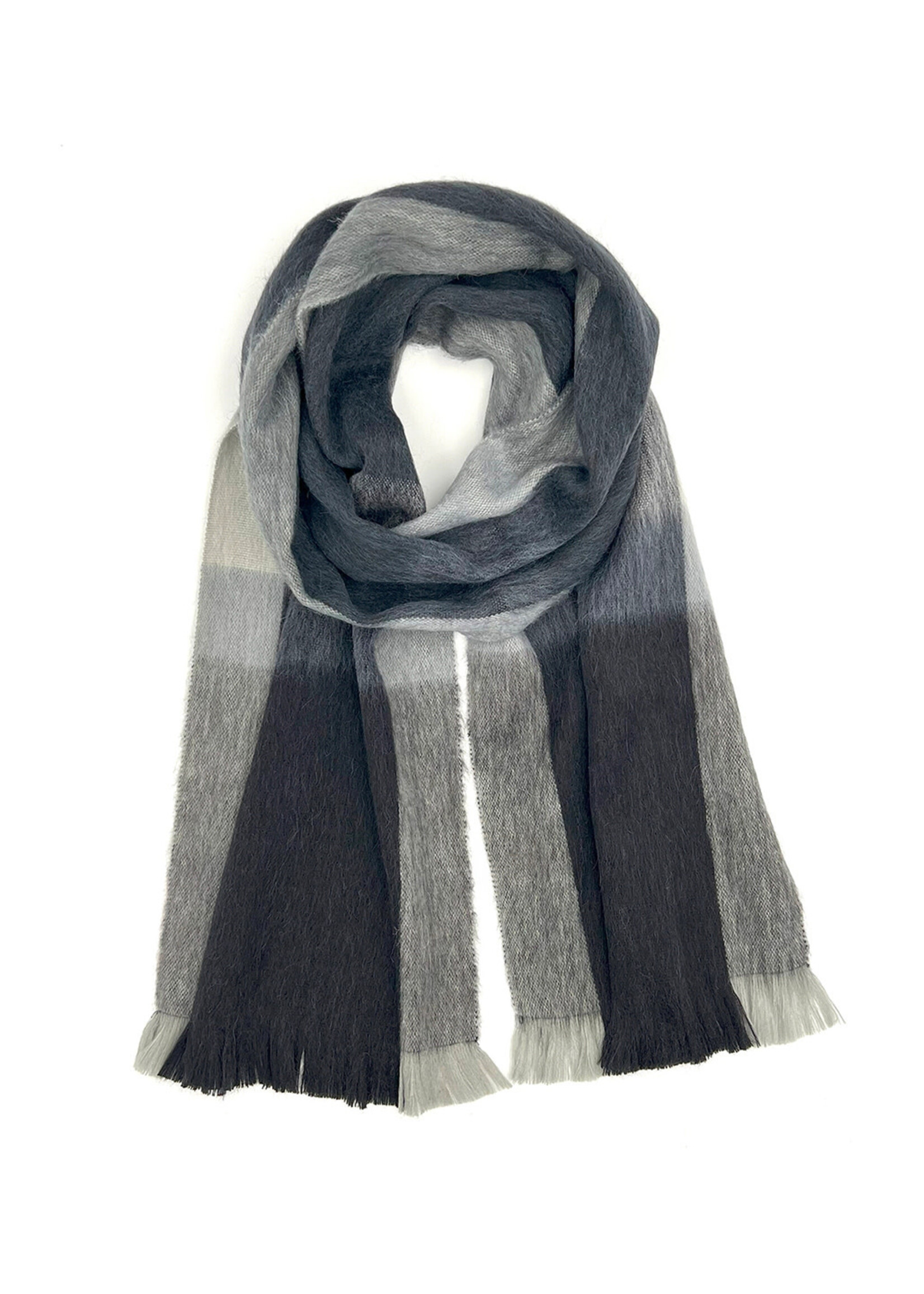 Shupaca Alpaca Alpaca Scarf - Plaid Steel