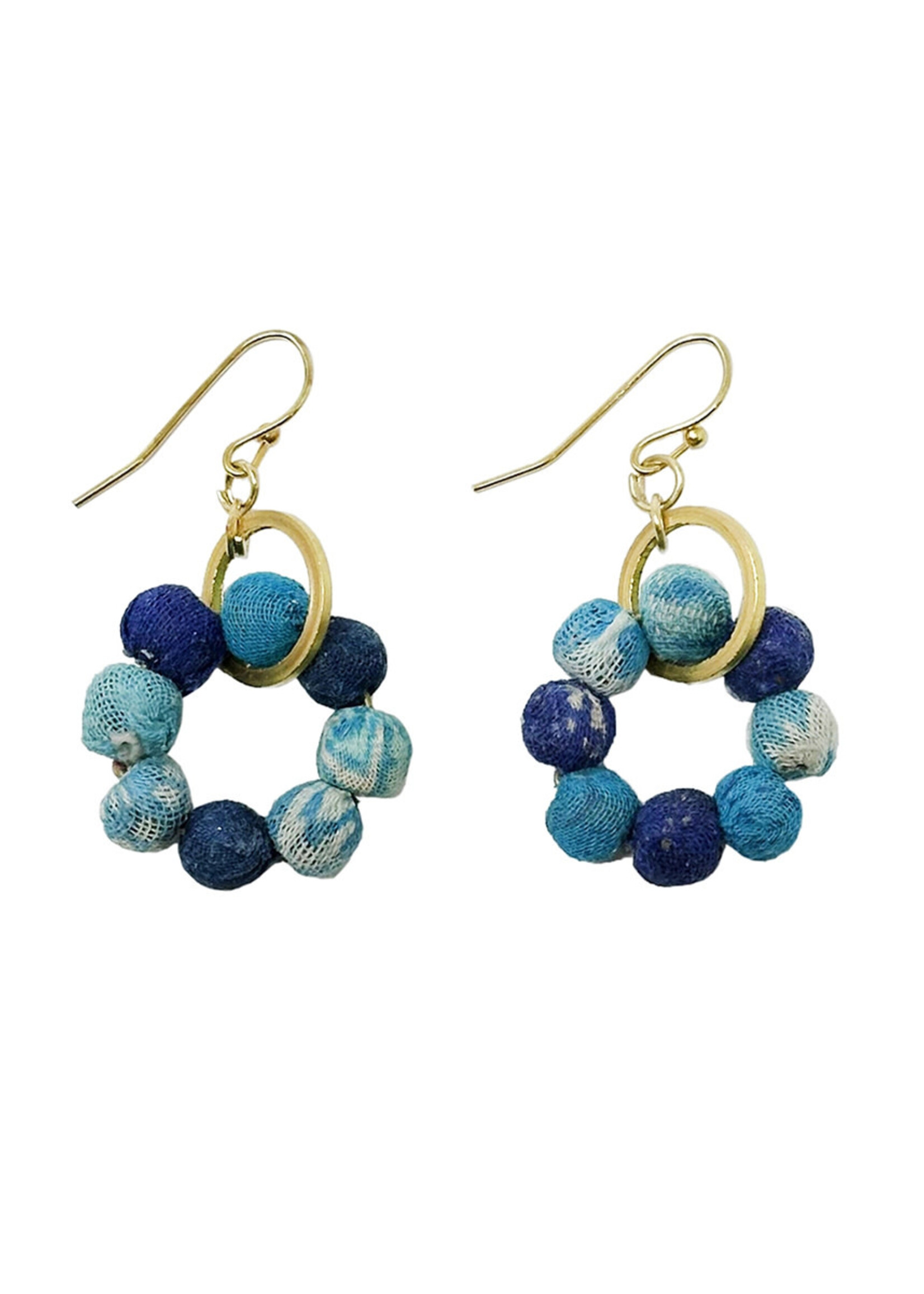 WorldFinds Kantha Azure Orbital Earrings
