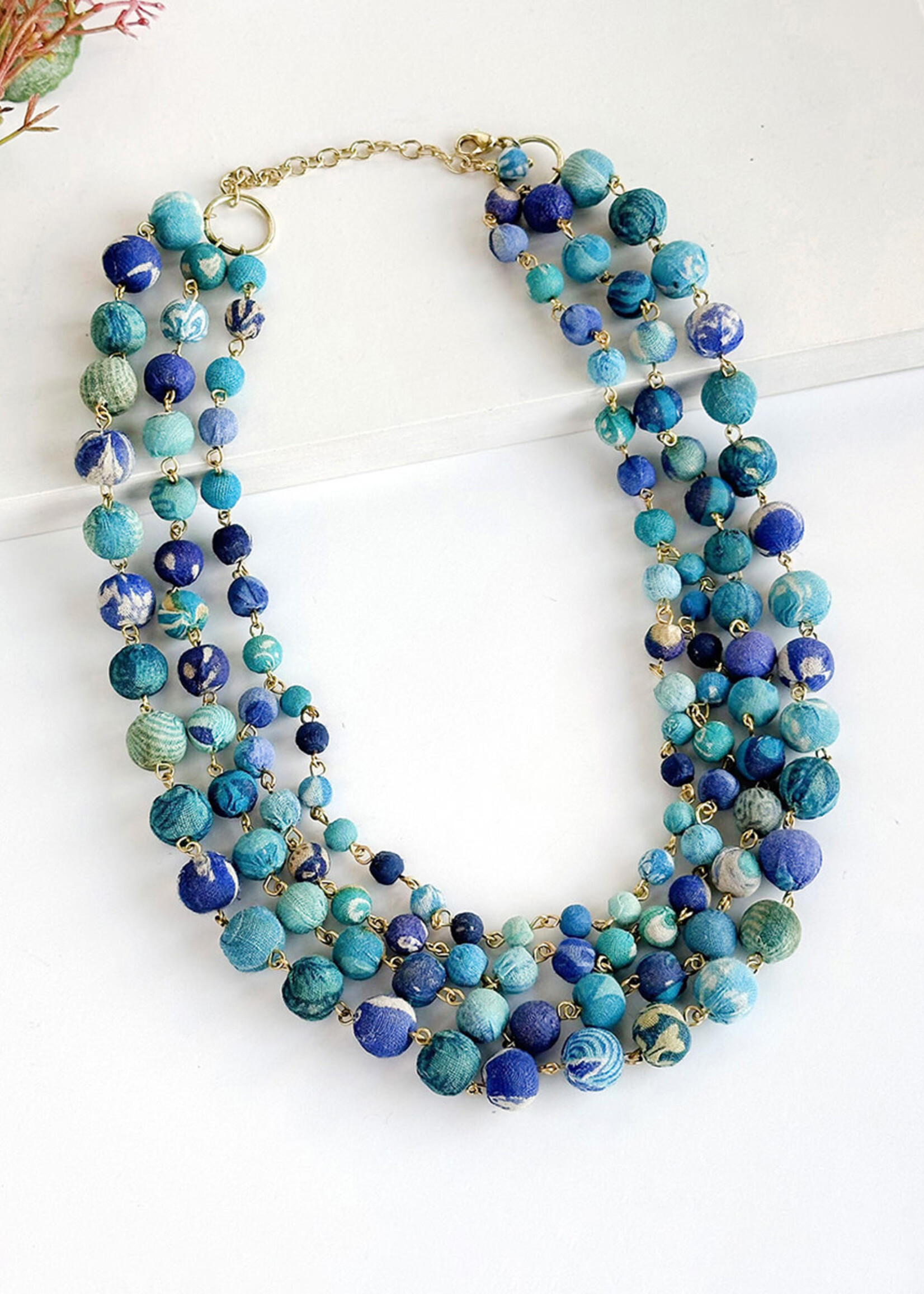 WorldFinds Kantha Azure Karita Necklace