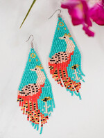 Lucia's Imports Beaded Fringe Peacock Earrings