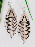 Lucia's Imports Rayas Neutral Beaded Fringe Earrings