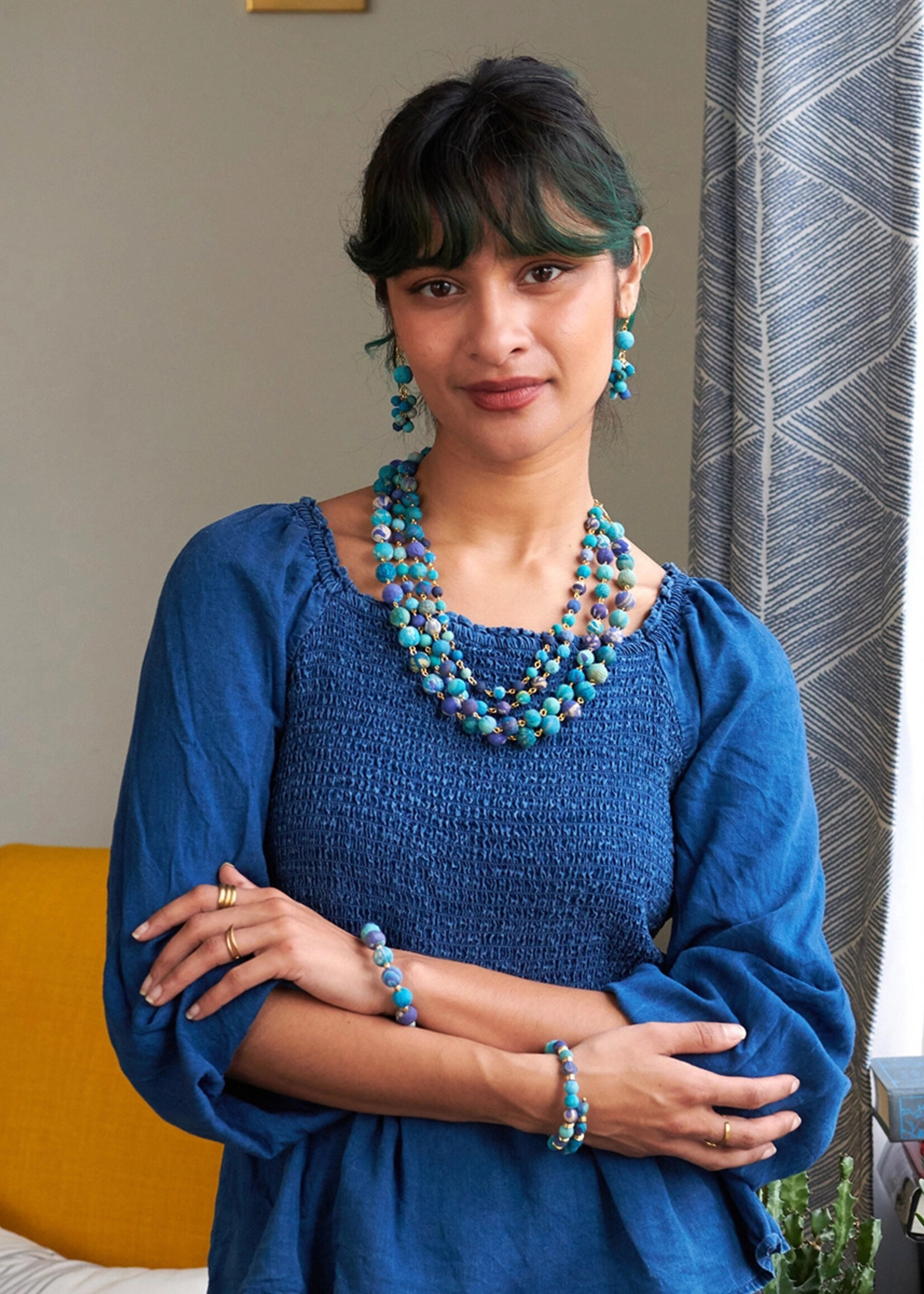 WorldFinds Kantha Azure Karita Necklace
