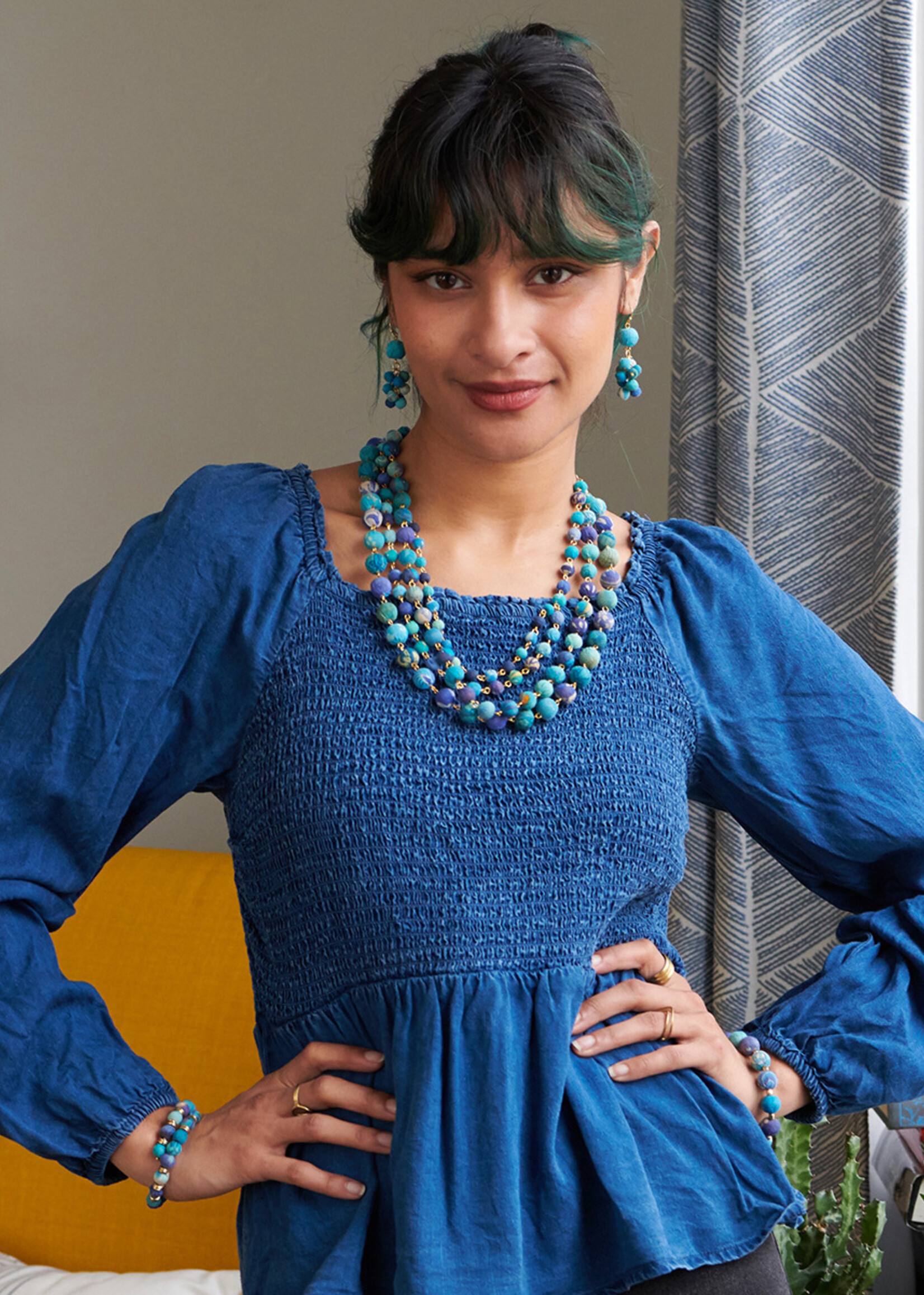 WorldFinds Kantha Azure Karita Necklace