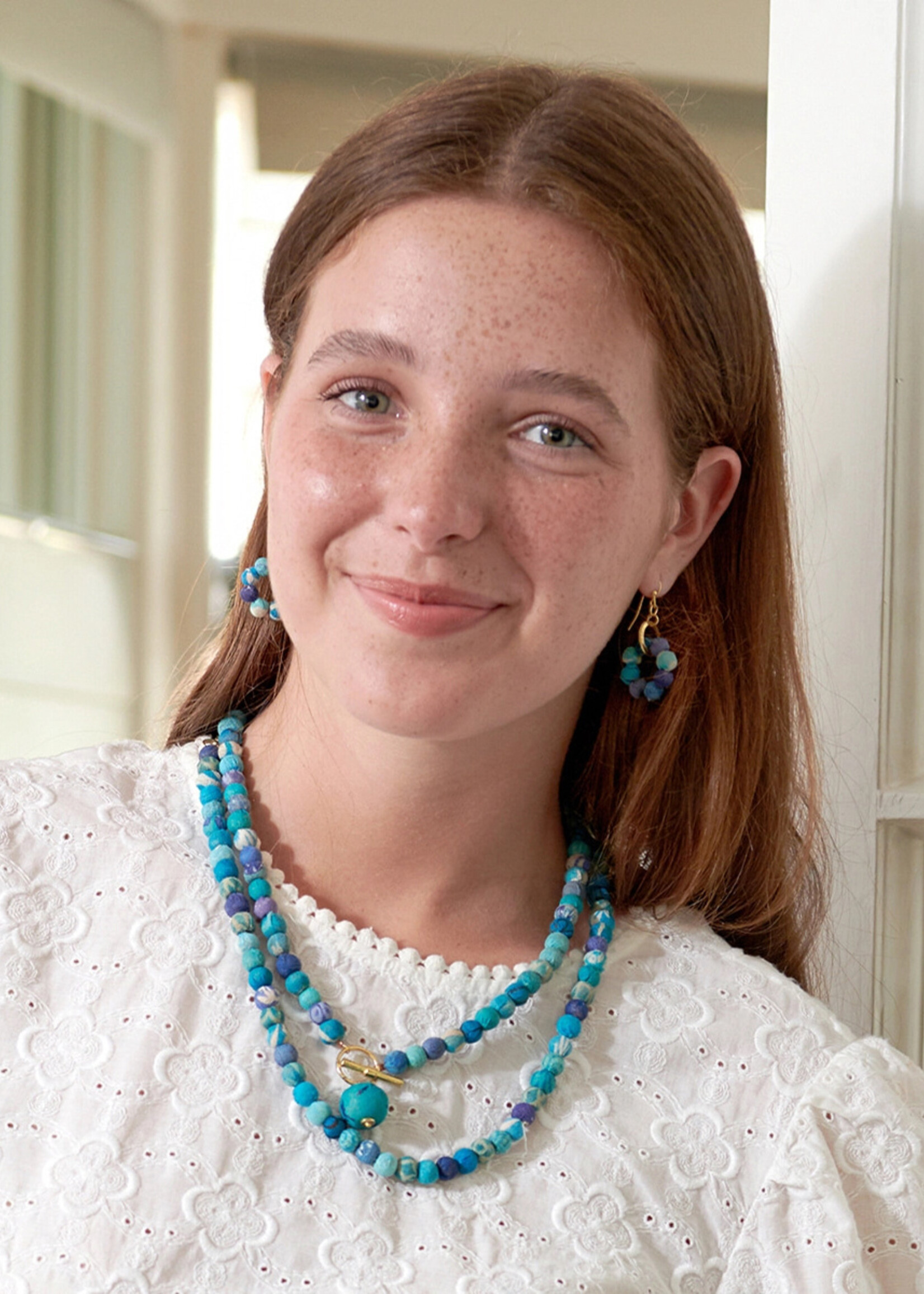 WorldFinds Kantha Azure Orbital Earrings