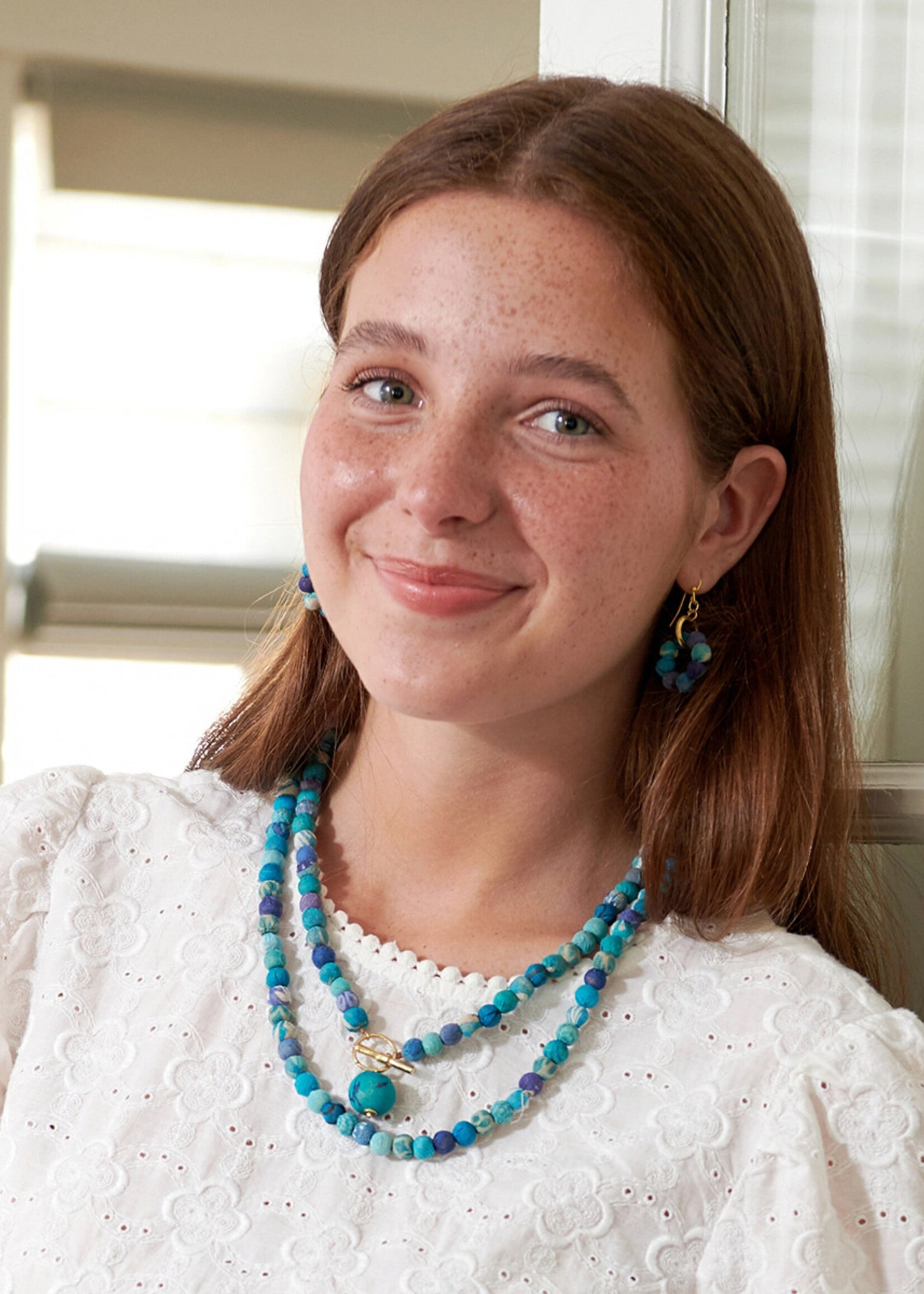 WorldFinds Kantha Azure Orbital Earrings