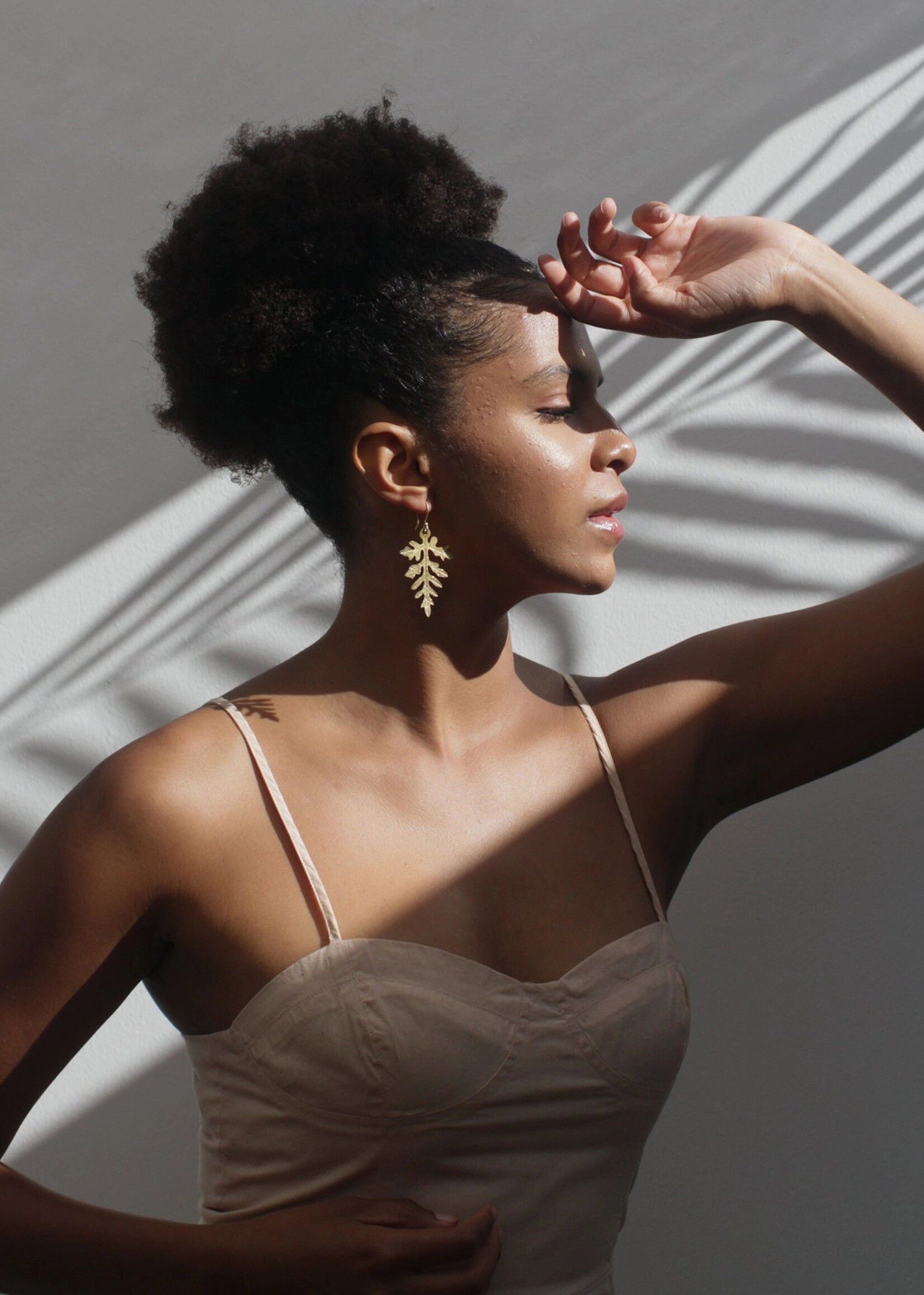 Rover & Kin Fern Leaf Brass Earrings