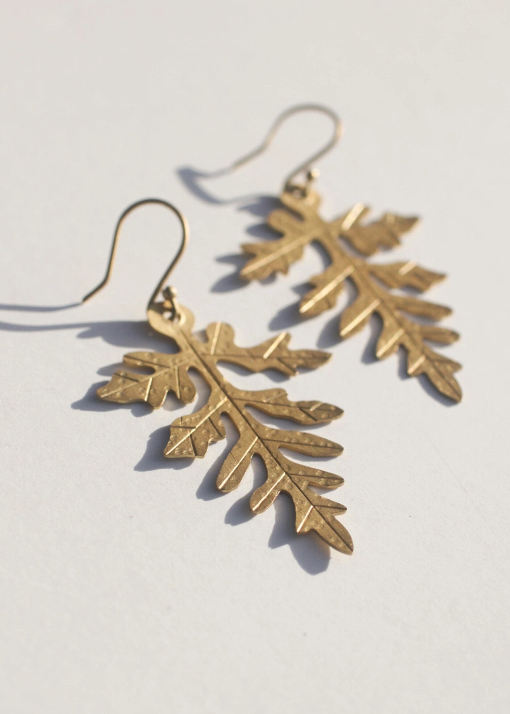 Rover & Kin Fern Leaf Brass Earrings