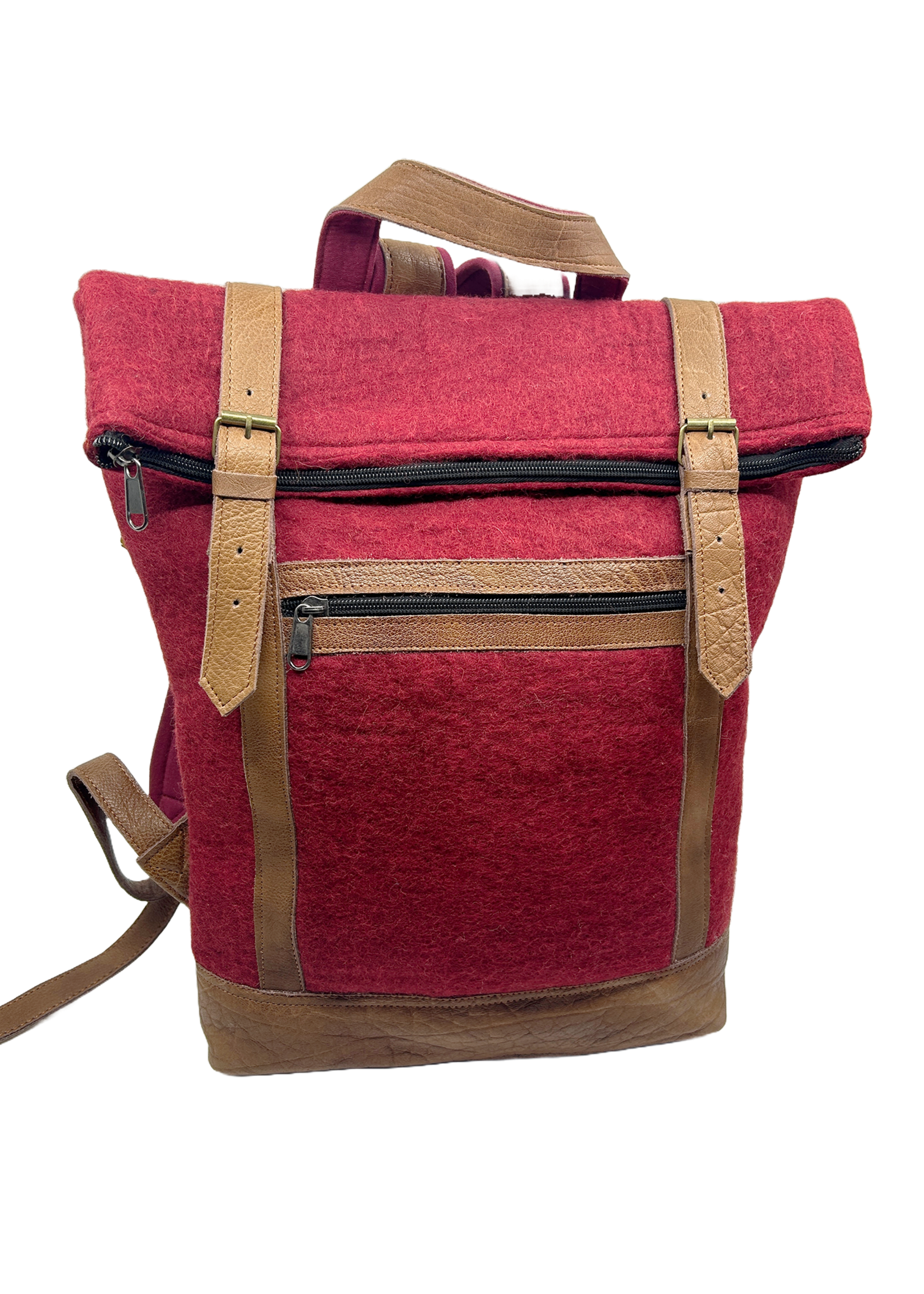 Felt and Natural Leather Backpack
