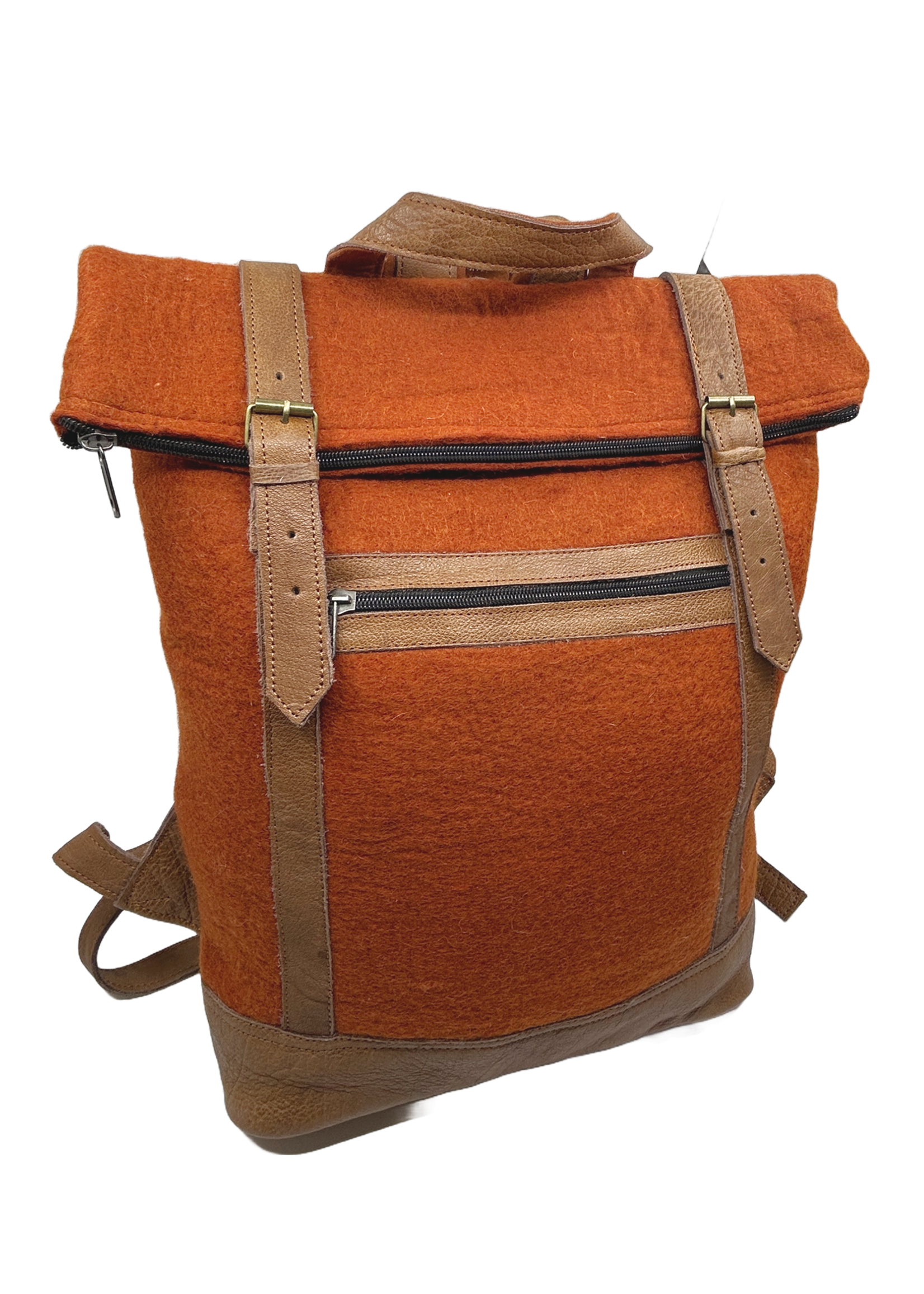 Felt and Natural Leather Backpack