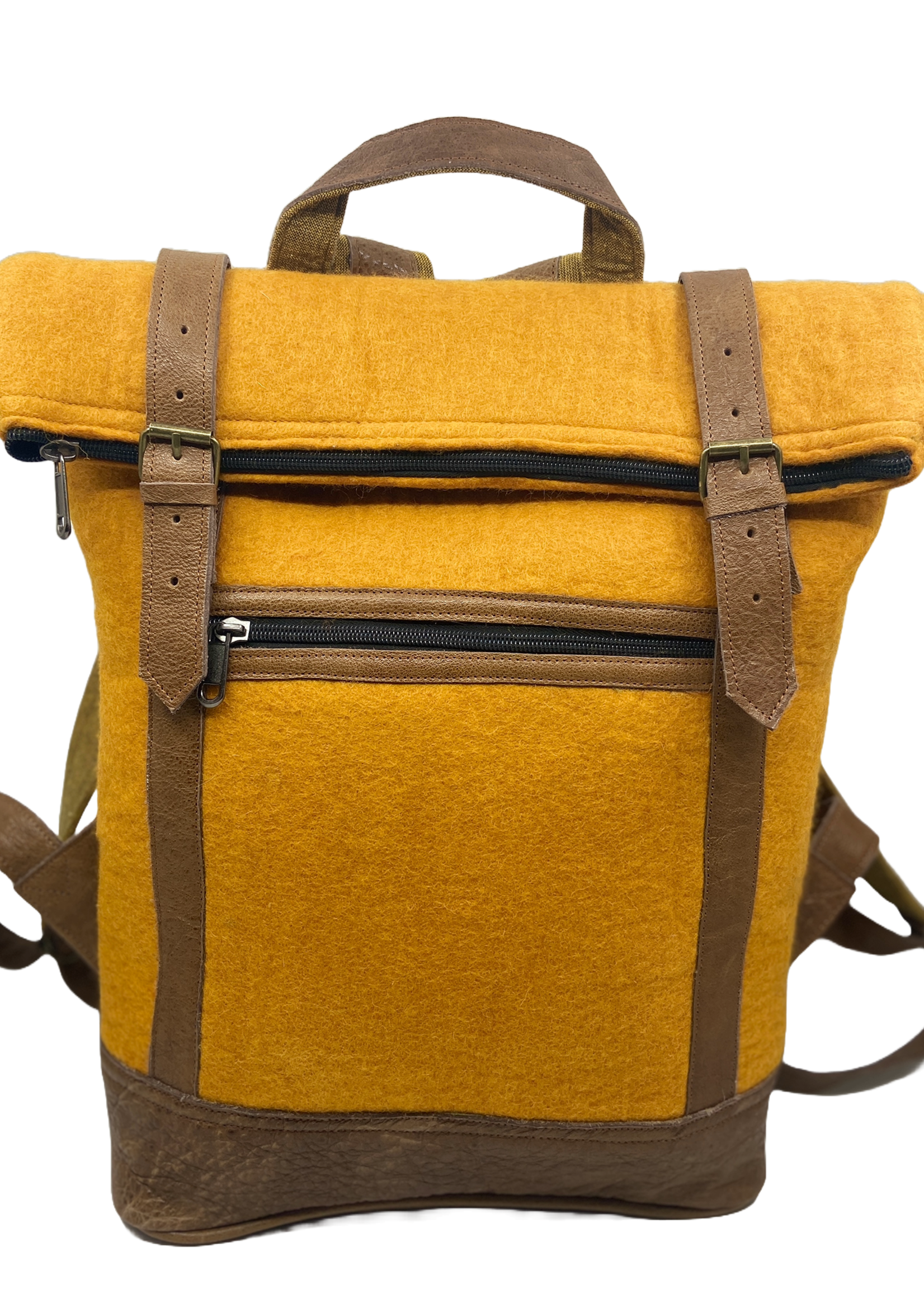 Felt and Natural Leather Backpack
