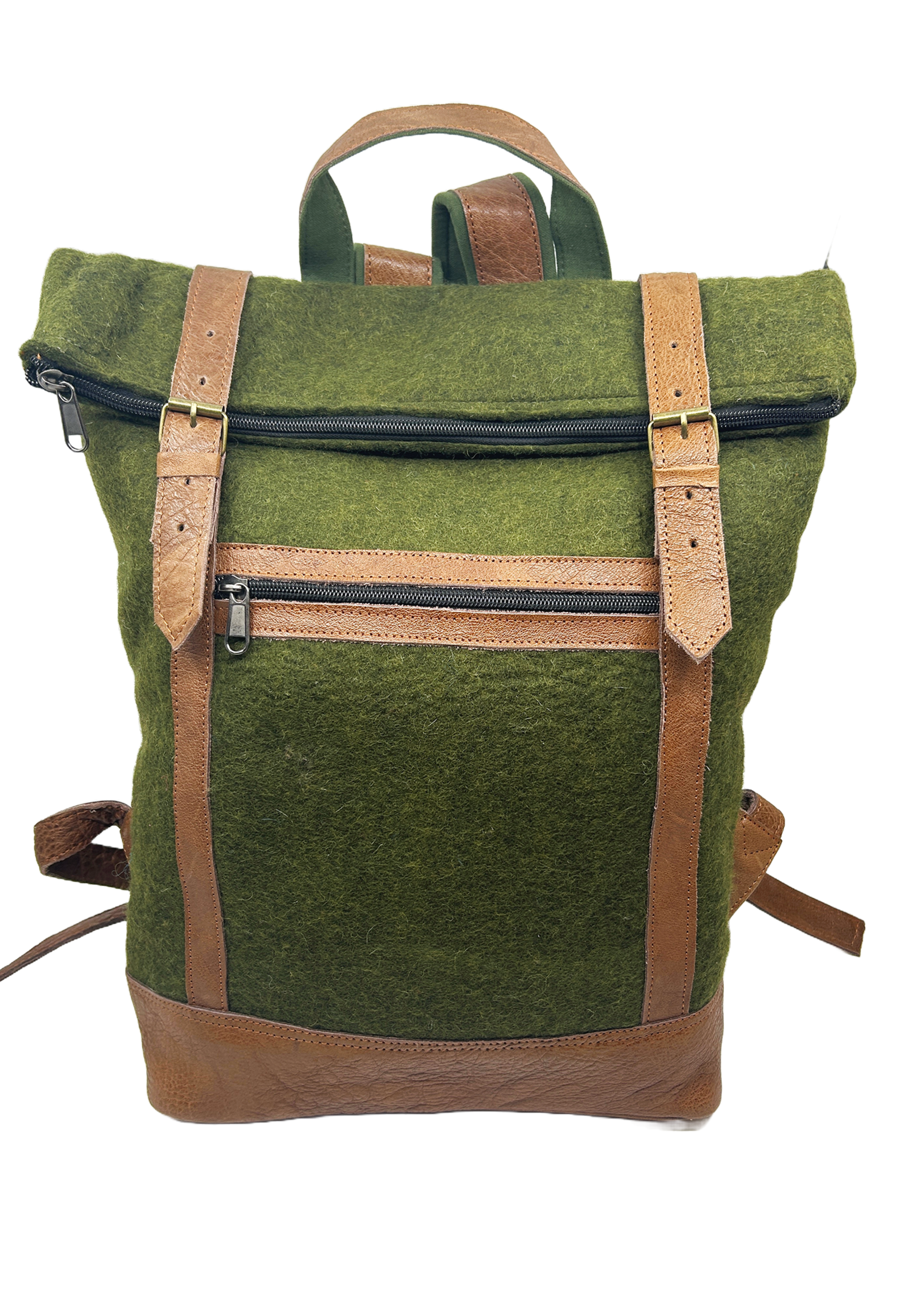 Felt and Natural Leather Backpack