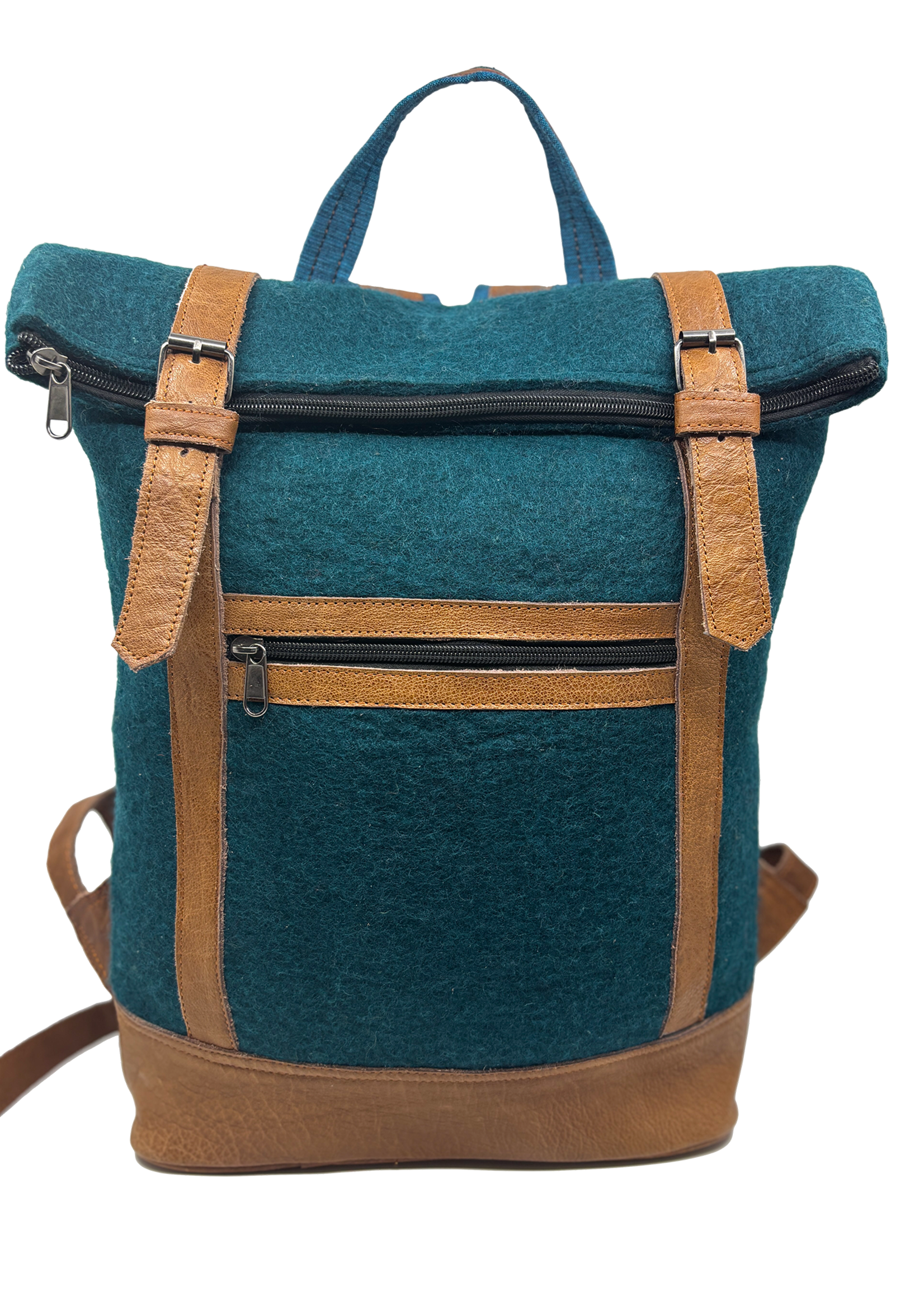 Felt and Natural Leather Backpack