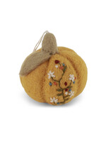 Gry and Sif Yellow Felt Pumpkin Ornament with Embroidery