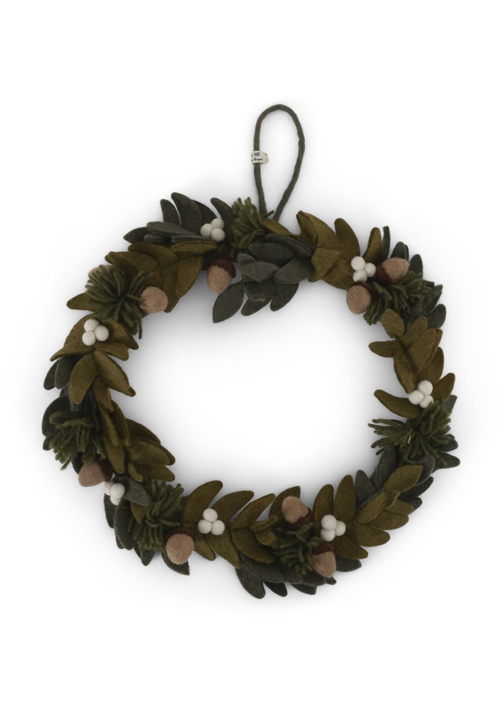 Gry and Sif White Berries and Acorns Felt Wreath