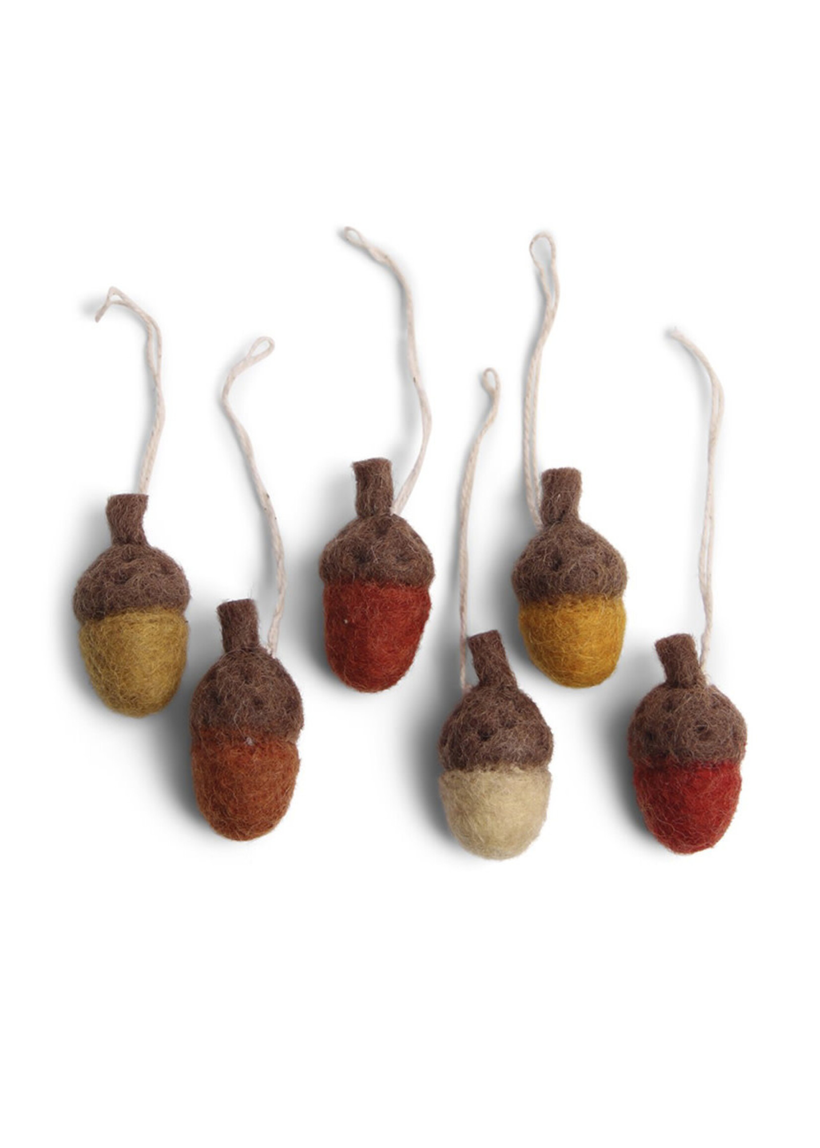 Gry and Sif Rusty Red Felt Acorn Oranment Set