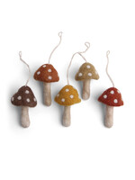 Gry and Sif Rusty Red Felt Mushroom Oranment Set