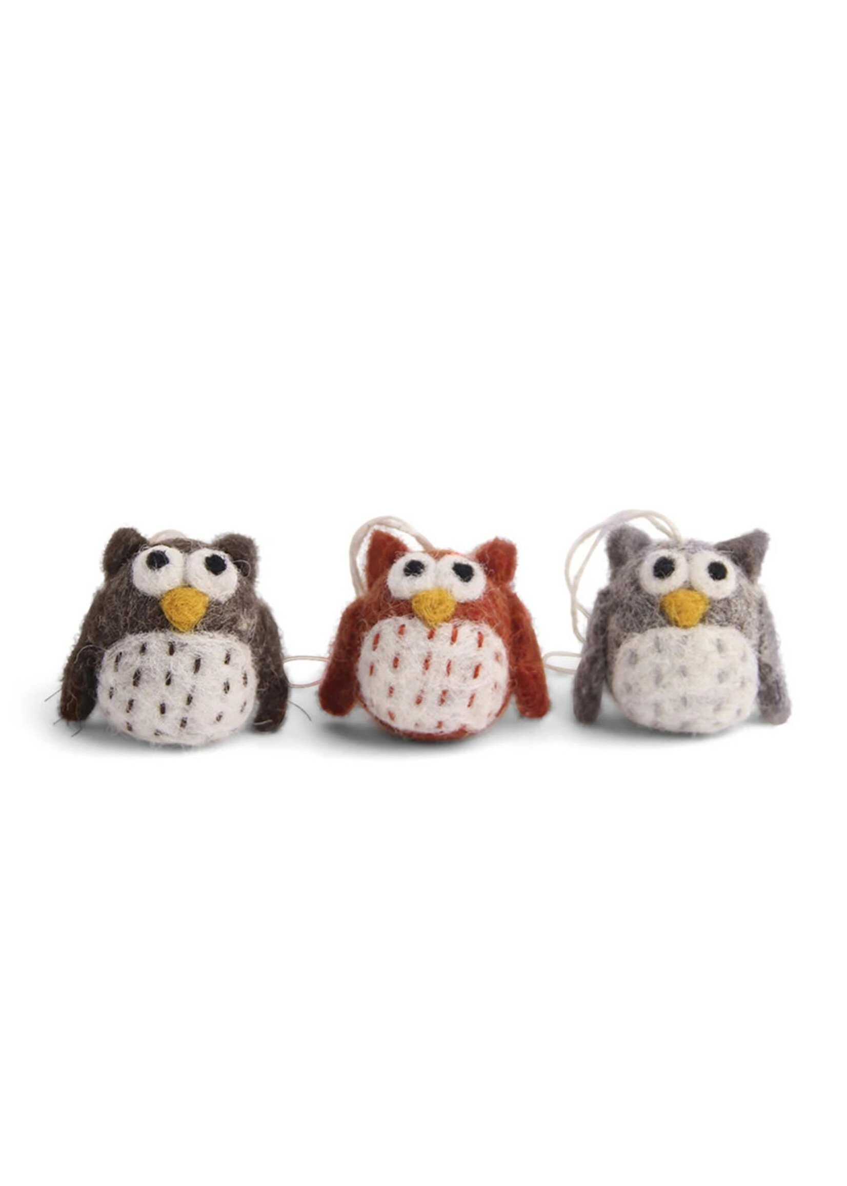 Gry and Sif Mini Felt Owl Ornament Set