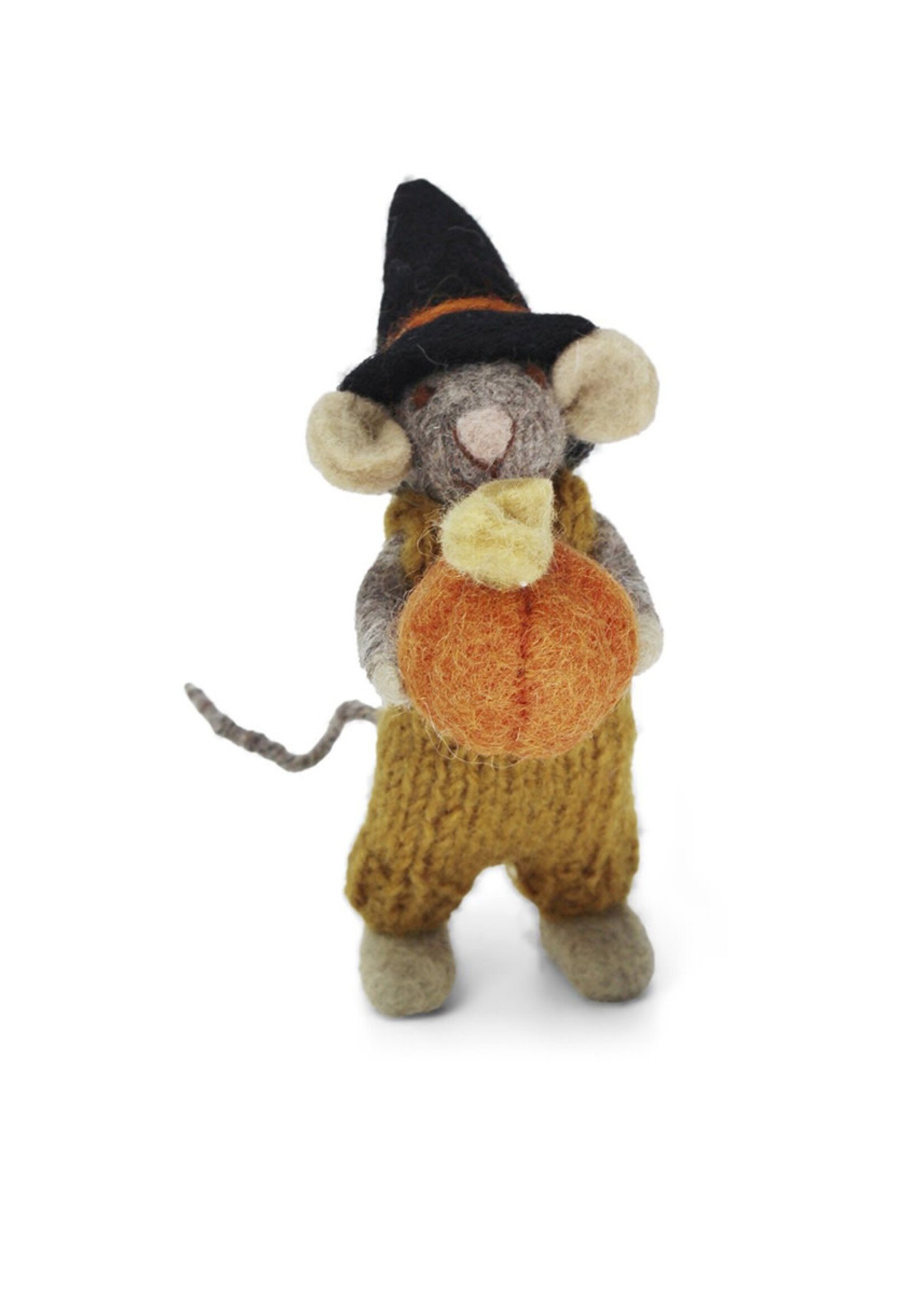 Gry and Sif Felt Grey Mouse Ornament - Pumpkin