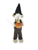 Gry and Sif Large Felt Mouse - White with Pumpkin