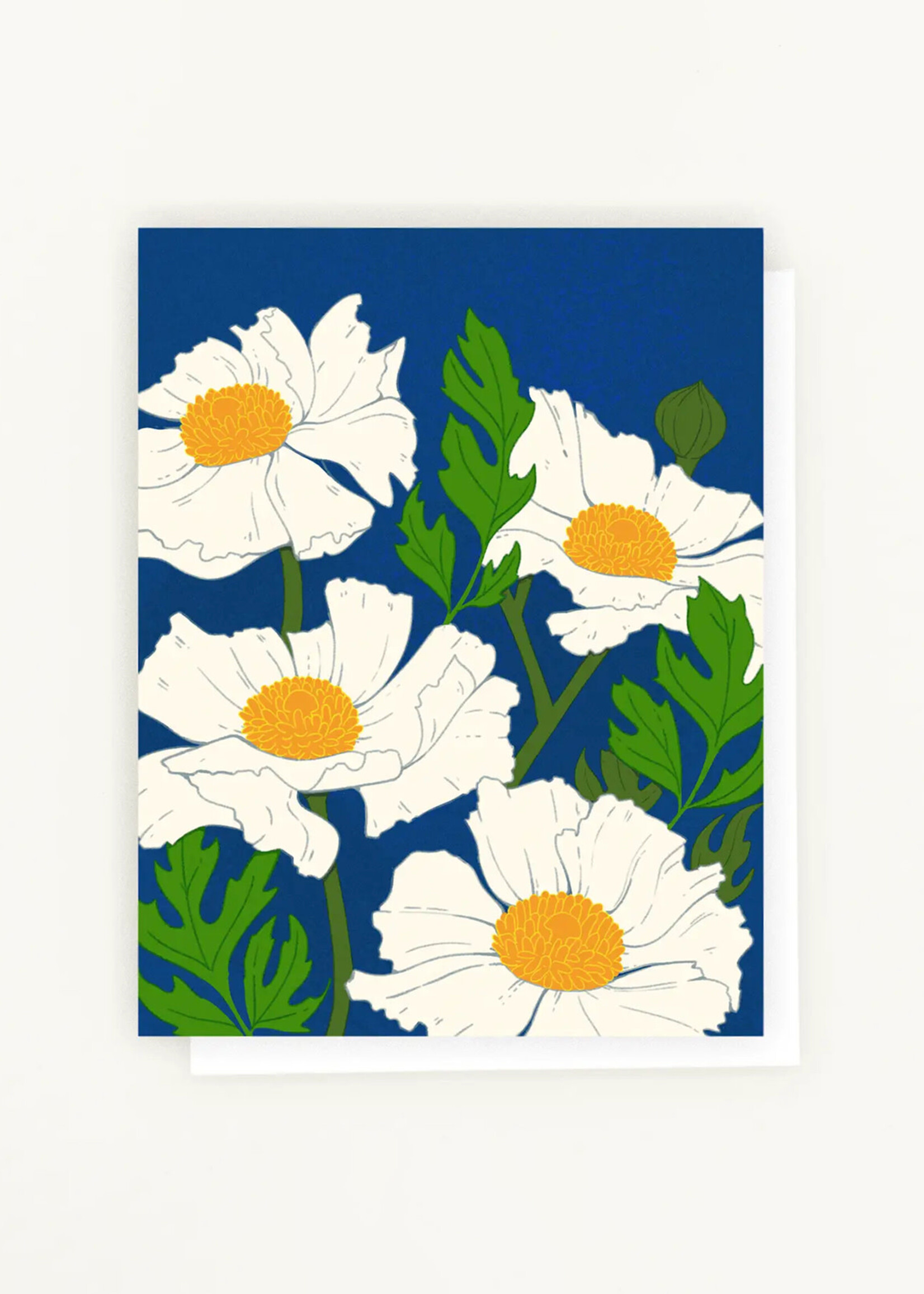 Lesley Goren Studio Matilija Poppy Blue Card