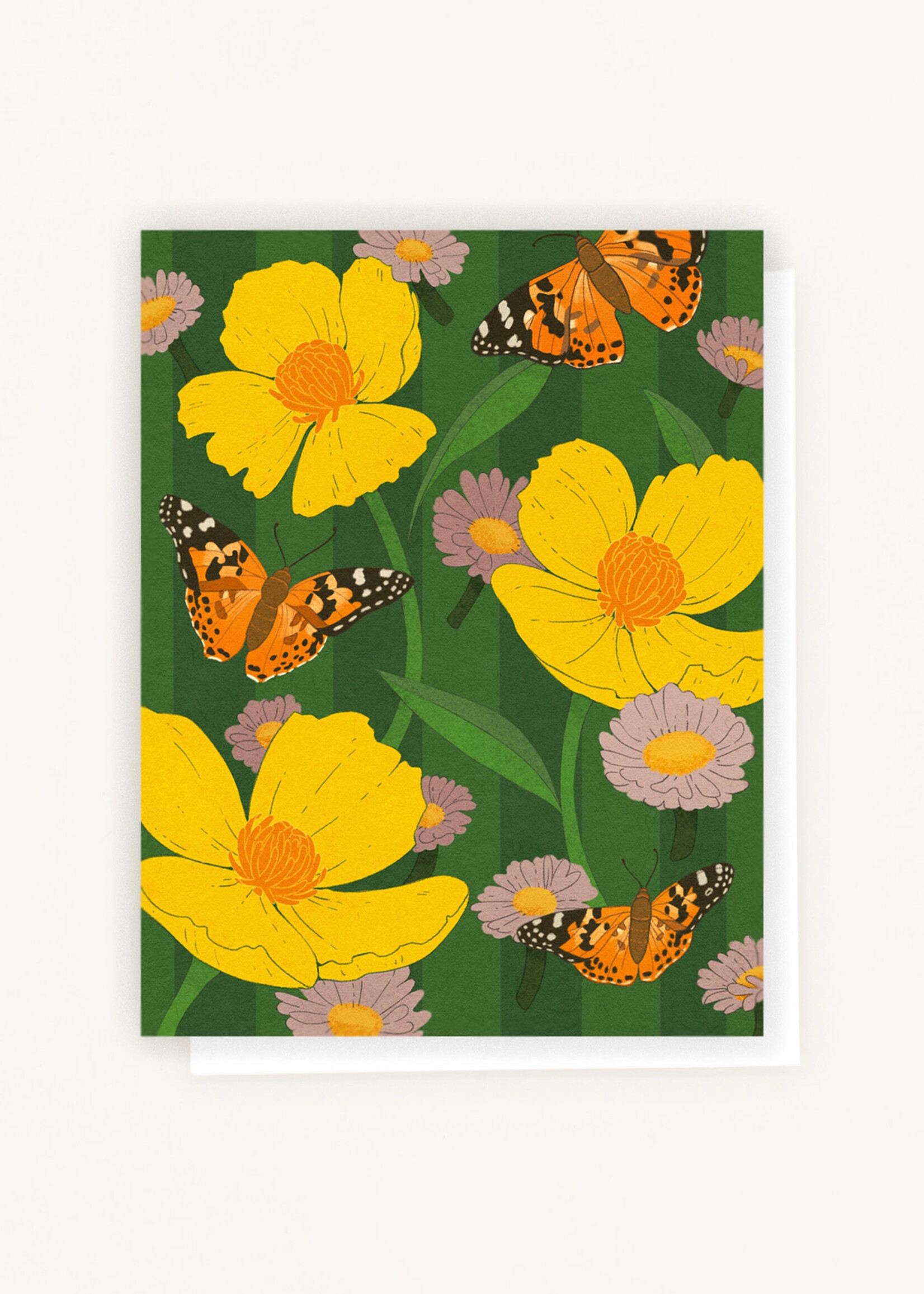 Lesley Goren Studio Bush Poppy Waltz Butterflies Card