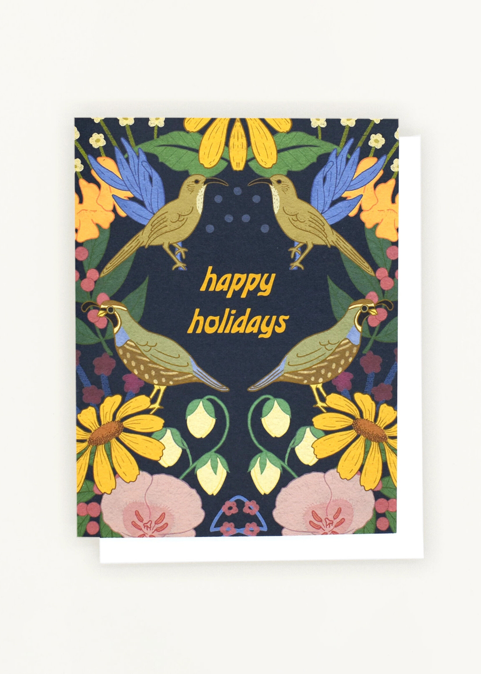 Lesley Goren Studio Califronia Quail Happy Holidays Card