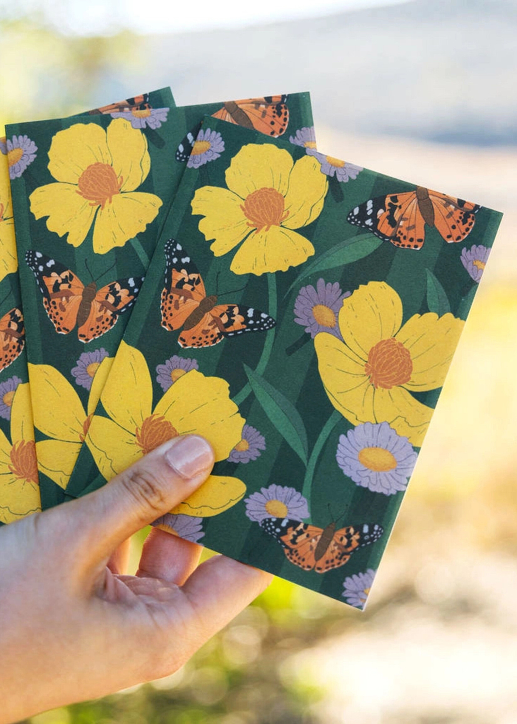 Lesley Goren Studio Bush Poppy Waltz Butterflies Card