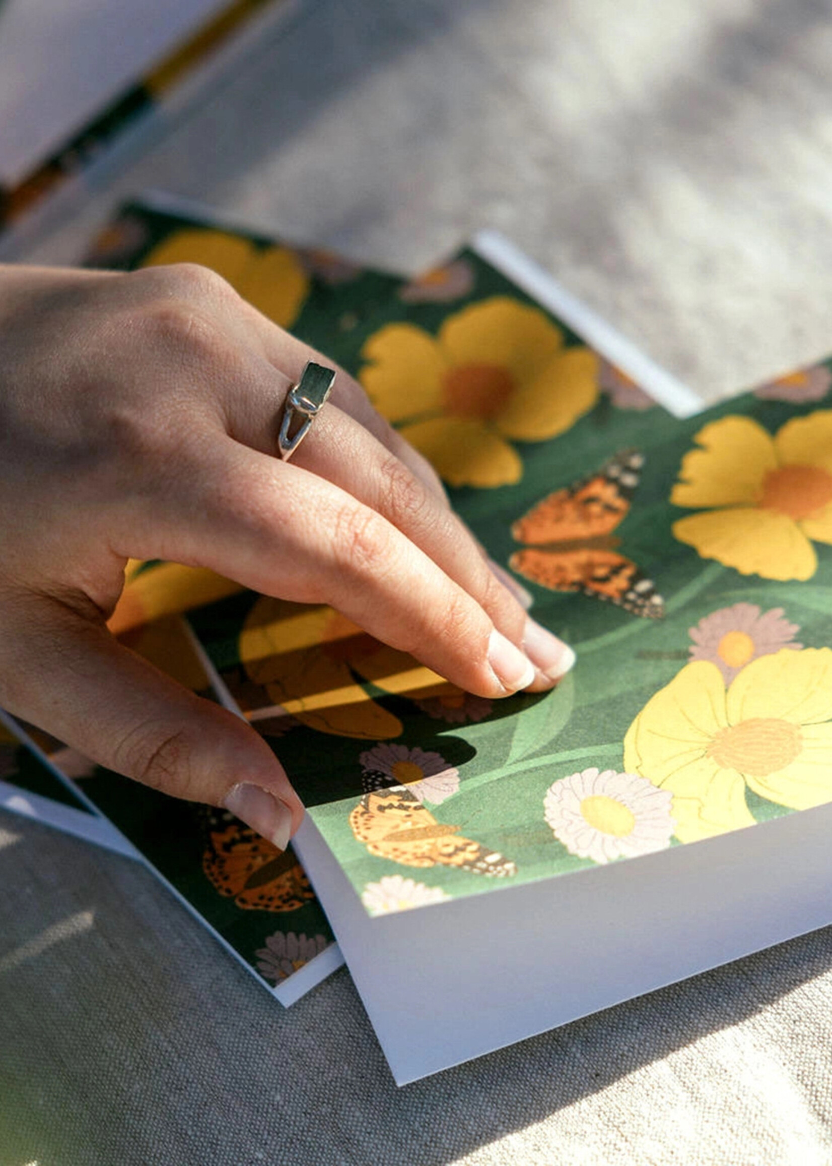 Lesley Goren Studio Bush Poppy Waltz Butterflies Card